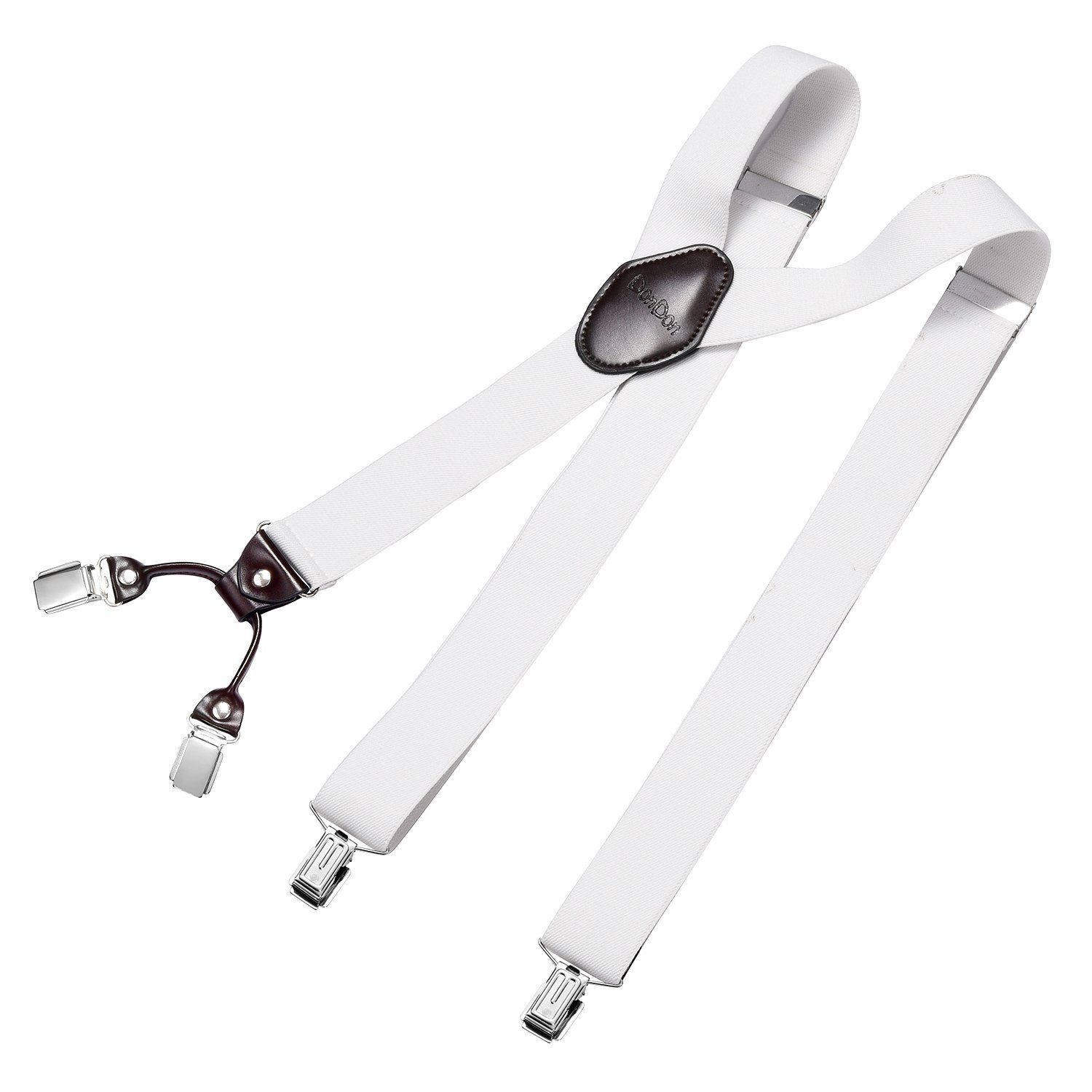 Hosenträger für Herren 3,5 cm breit 4 Clips mit braunem Leder längenverstellbar