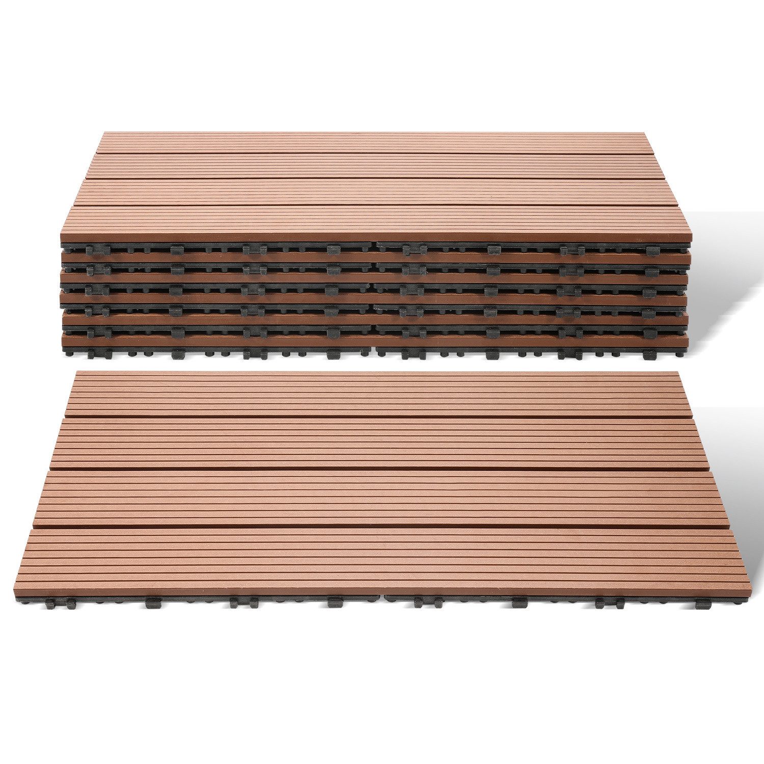 Clanmacy Terrassendielen WPC Terrassenfliesen in Holzoptik Garten Balkon mit Drainagensystem, (30-St)