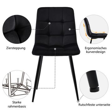 Tongtong Essgruppe Rechteckiger Esstisch Moderner Küchentisch Set mit 4 Stühlen, (5er-Set, 117cm Esstisch mit 4 Stühlen Set), schwarz Stuhl