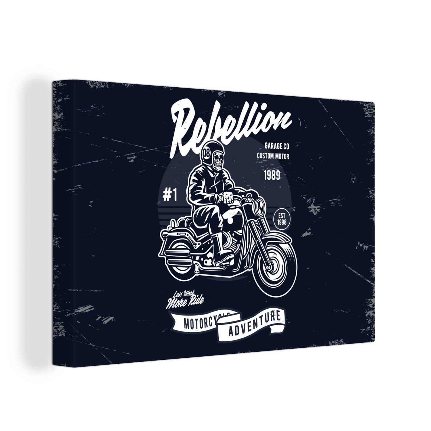 OneMillionCanvasses® Leinwandbild Motorrad - Männer - Vintage, (1 St), Wandbild Leinwandbilder, Aufhängefertig, Wanddeko, 30x20 cm