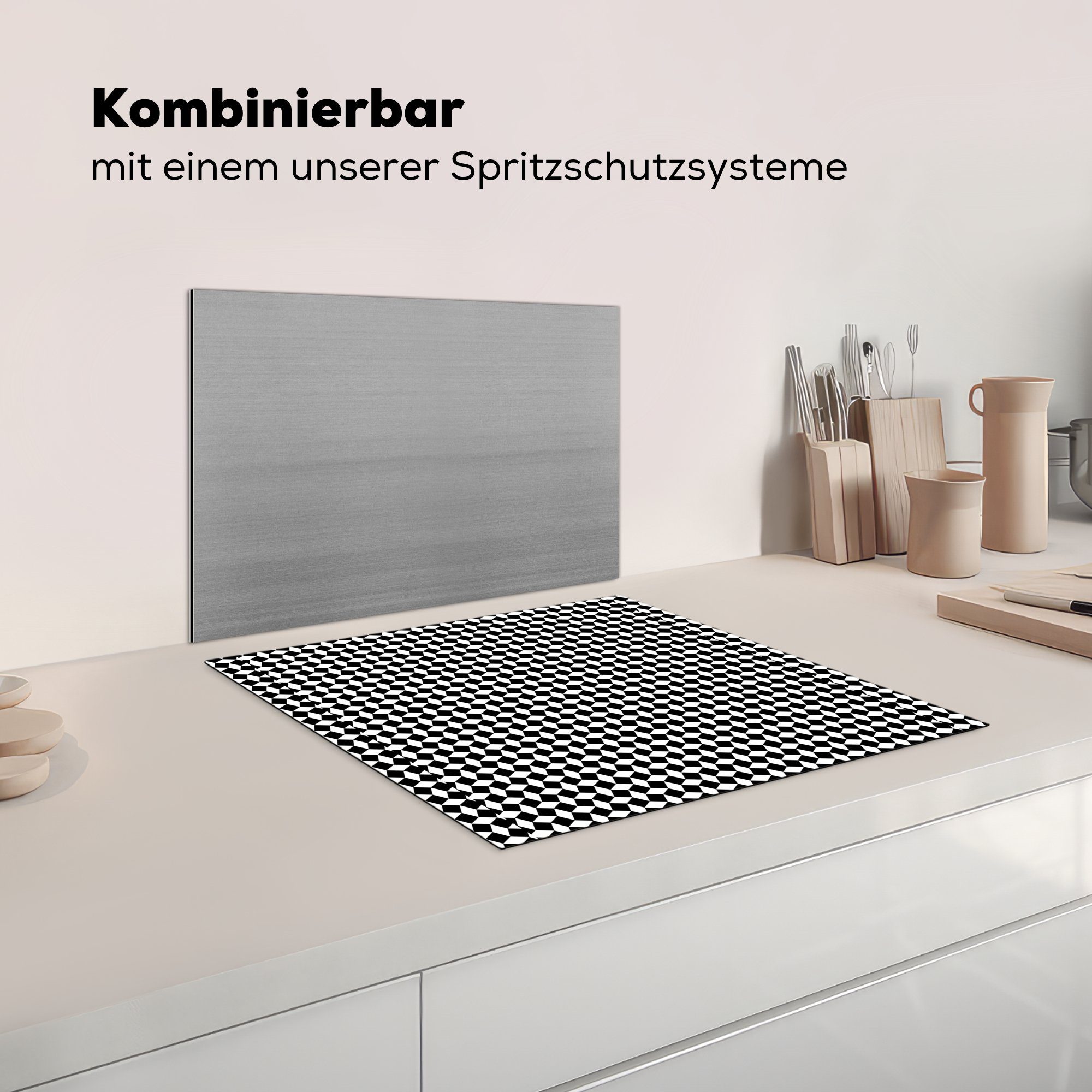 Vinyl, Gestaltung 58x51 für Induktionsherd, MuchoWow Dekoration Herdblende-/Abdeckplatte Küchen - (1 Muster, Induktionskochfeld tlg), - cm, Geometrie