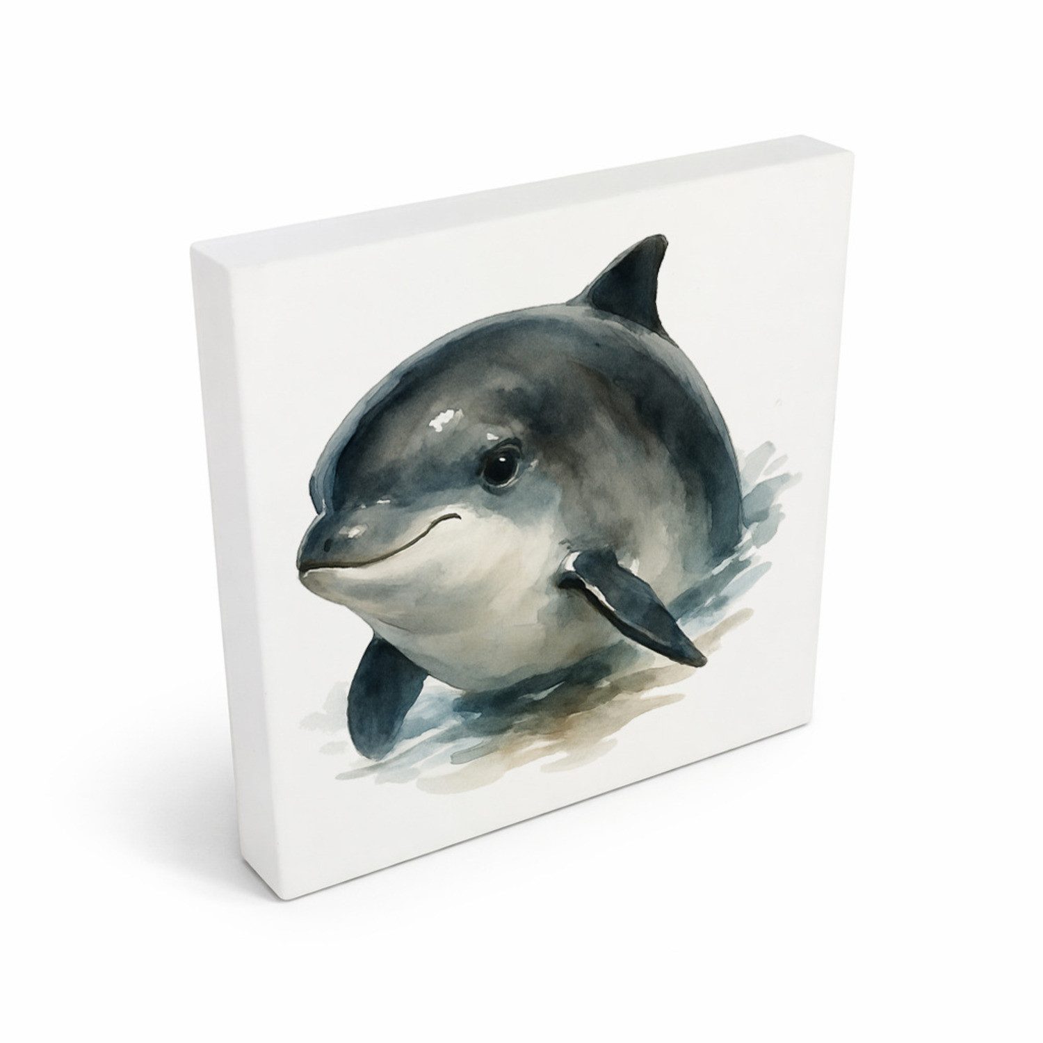 speecheese Holzbild Wasserleben Delfin Aquarell Holzbild in 10x10 cm zum Stellen oder, 10x10 cm