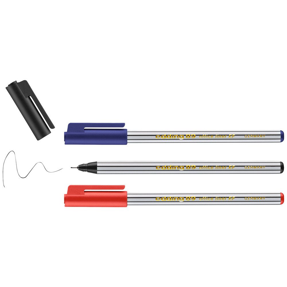 edding Fineliner Edding 4-89-3-1999 Fineliner Schwarz, Rot, Blau 0.3 mm 3 St.