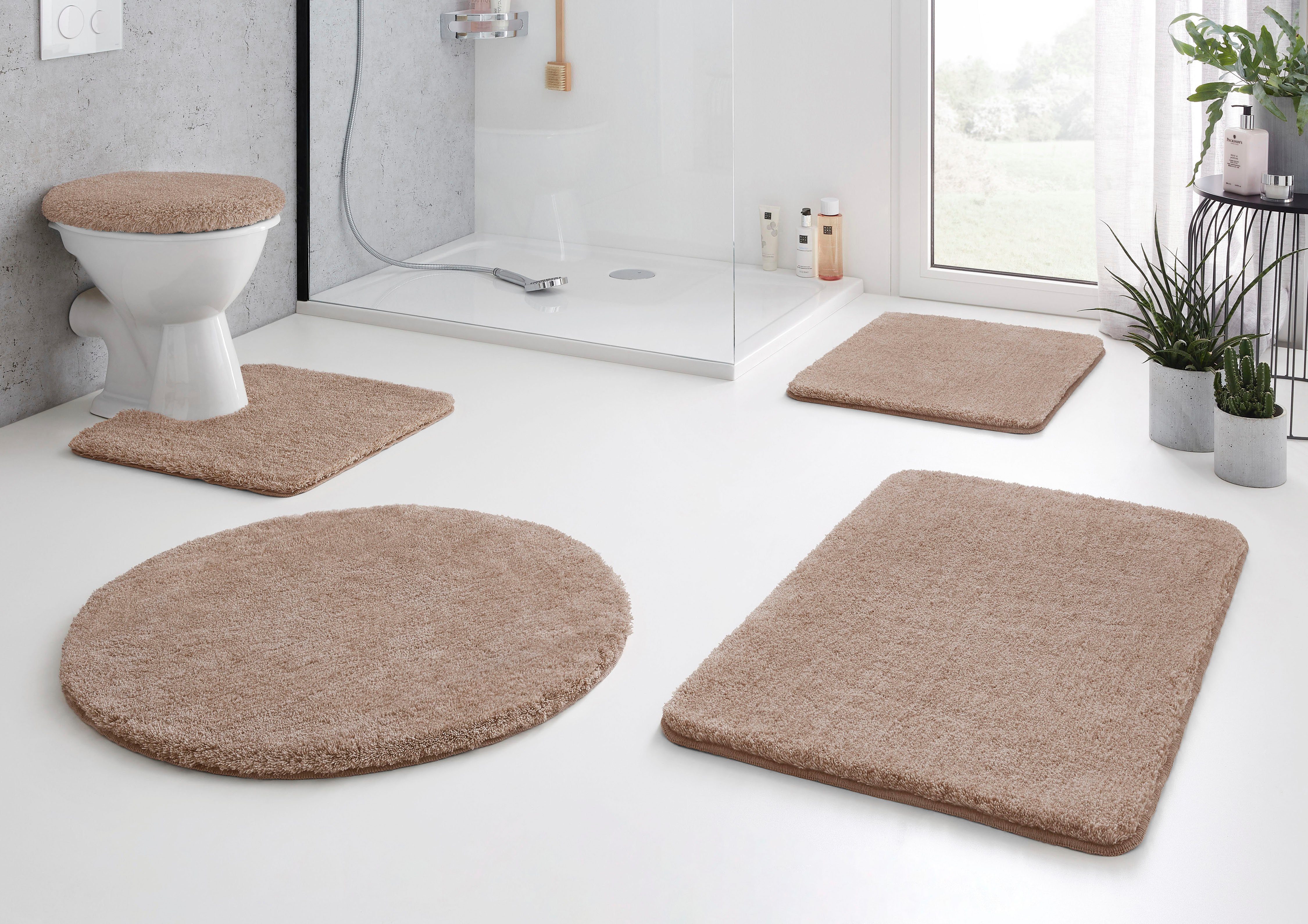 Kleine Wolke Badematte RELAX, Badvorleger, Badezimmer Teppich, Höhe 30 mm, rutschhemmend beschichtet, fußbodenheizungsgeeignet, Polyacryl, WC-Deckelbezug, WC-Deckelbezug, Badteppich, meliert, rechteckig, rund & als Set erhältlich