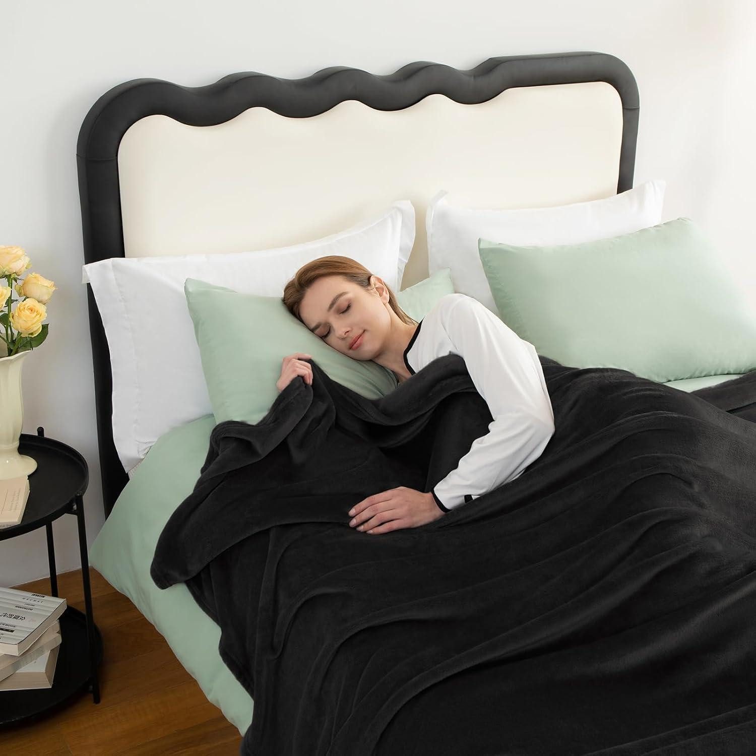Wohndecke Kuscheldecke Sofadecke 150x200 Fleecedecke 150 x 200 cm Schwarz, LuxusKollektion, Decke
