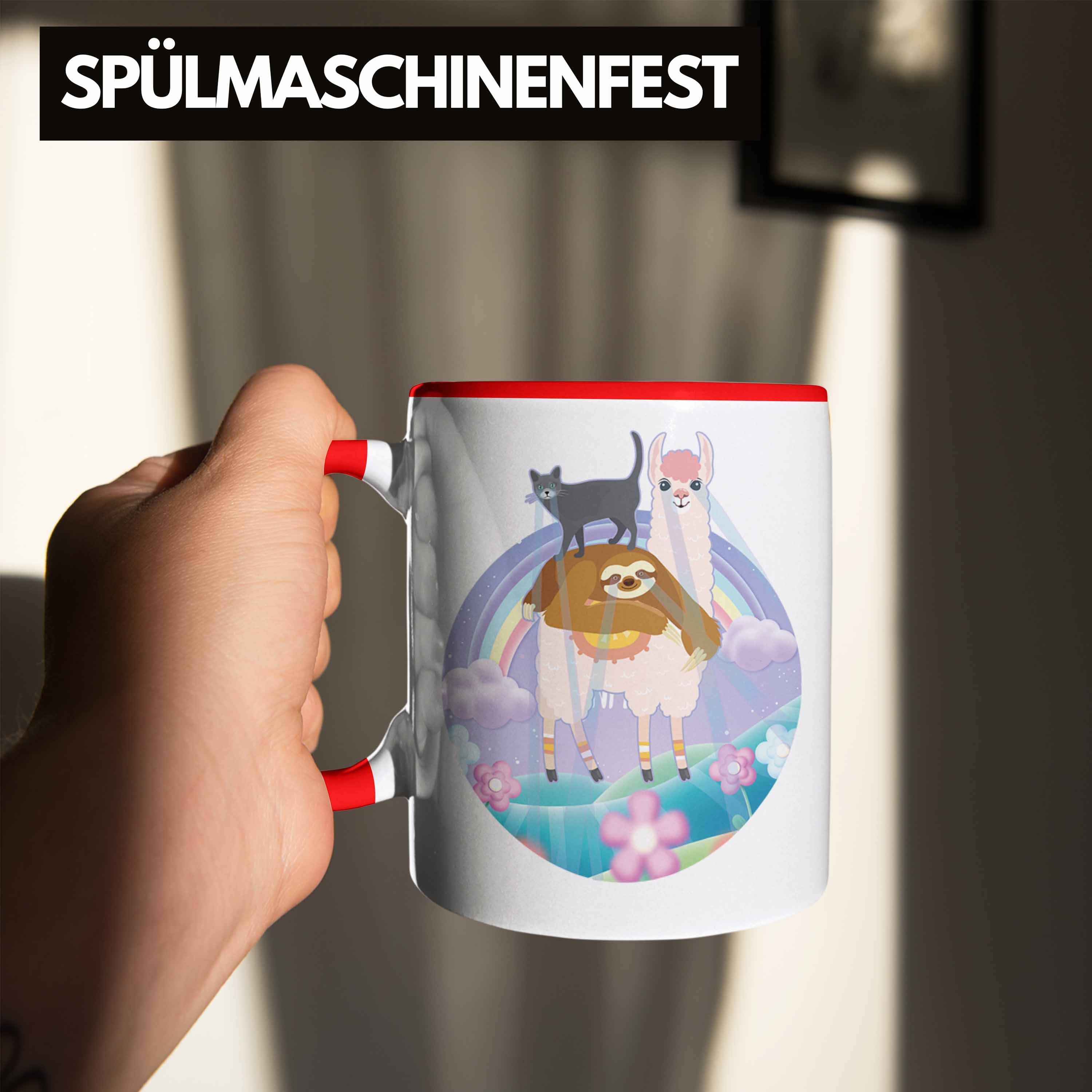 Tasse Trendation Verrückte Tasse - Katze für Rot Faultier Geschenkidee Llama Geschenk Frauen Trendation