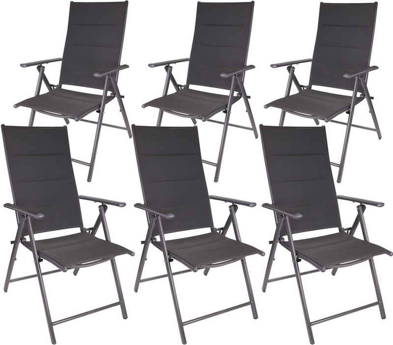 BRUBAKER Gartenstuhl Riva Stuhl mit 7-Fach verstellbarer Rückenlehne (Set, 6 St), Gartenstühle - Faltstühle klappbar - wetterfeste Klappstühle für Terrasse oder Balkon