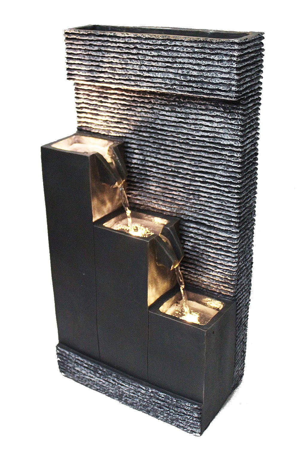 Arnusa Zimmerbrunnen BK845 Springbrunnen mit Beleuchtung Gartenbrunnen Kaskade, mit Dekorationsbecken, für Innen und Außen