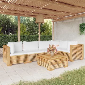 DOTMALL Gartenlounge-Set 6-tlg. Garten-Lounge-Set mit Kissen Massivholz Teak