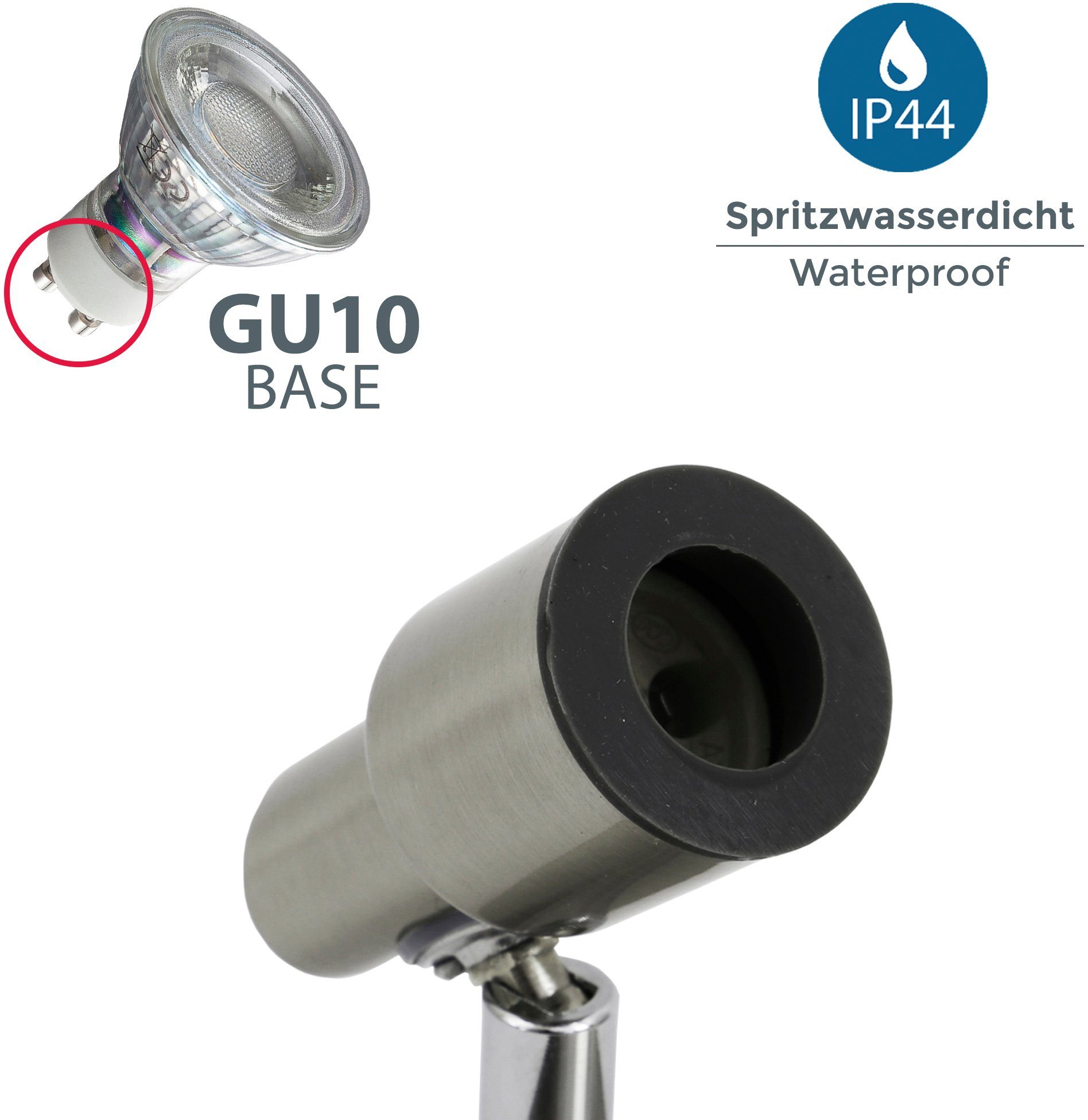 Inkl. 230 GU10 Lumen, LED Leuchtmittel 2x Badezimmerleuchte, IP44, 2x 2x Deckenspots 400 BK_DS1136 5W Leuchtmittel, 5Watt, Bad-Deckenleuchte, Warmweiß, Volt wechselbar, B.K.Licht