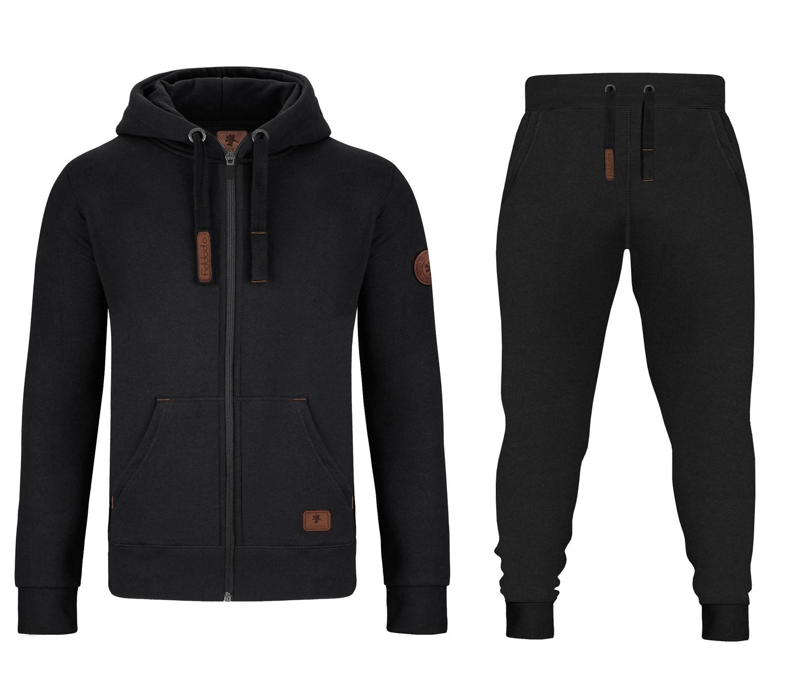 O'Poppy Jogginganzug Herren Lederpatch schwarz (2-tlg), günstig online kaufen