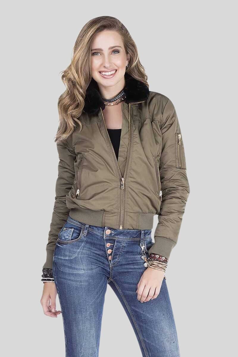 Cipo & Baxx Bomberjacke Jacke mit modischen Kunstfellkragen günstig online kaufen