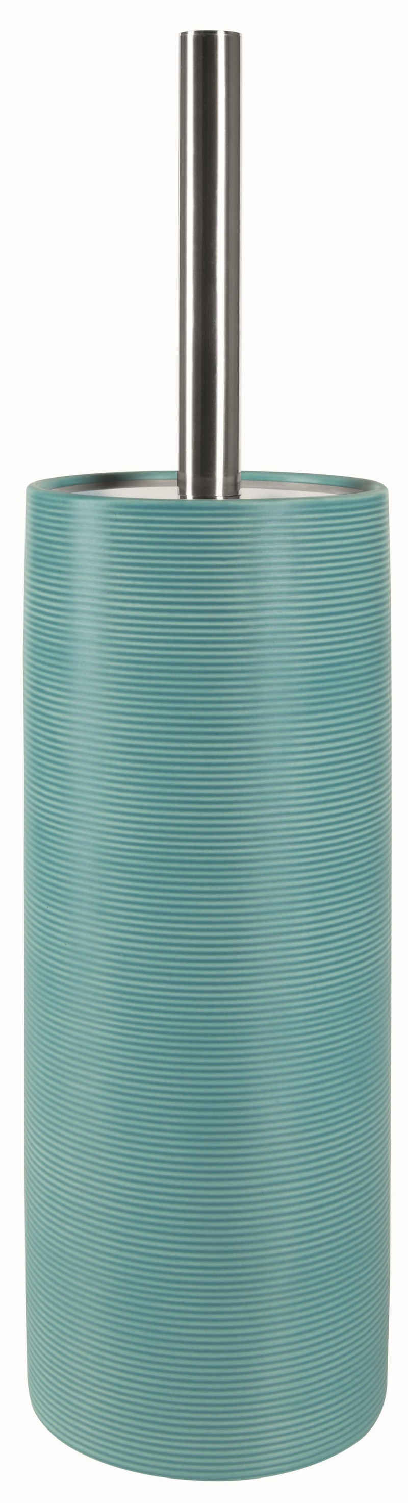 spirella Toilettenpapierhalter »WC-Bürste TUBE RIBBED«, Toilettenbürste aus hochwertiger Keramik, mit Deckel, mit Rillenstruktur in 3D-Effekt, türkisblau