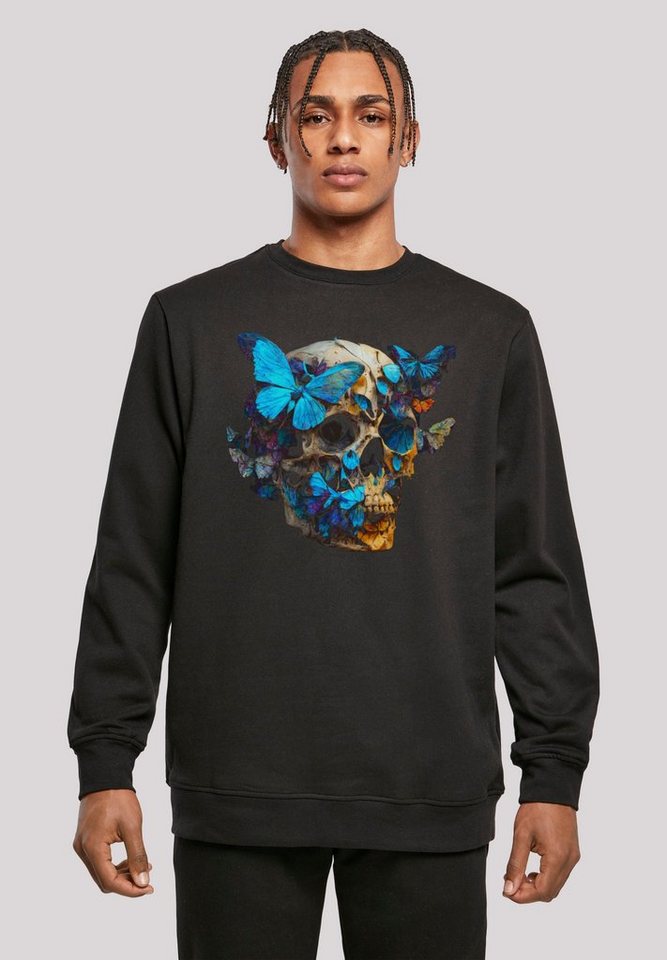 F4NT4STIC Kapuzenpullover Schmetterling Skull CREW Print