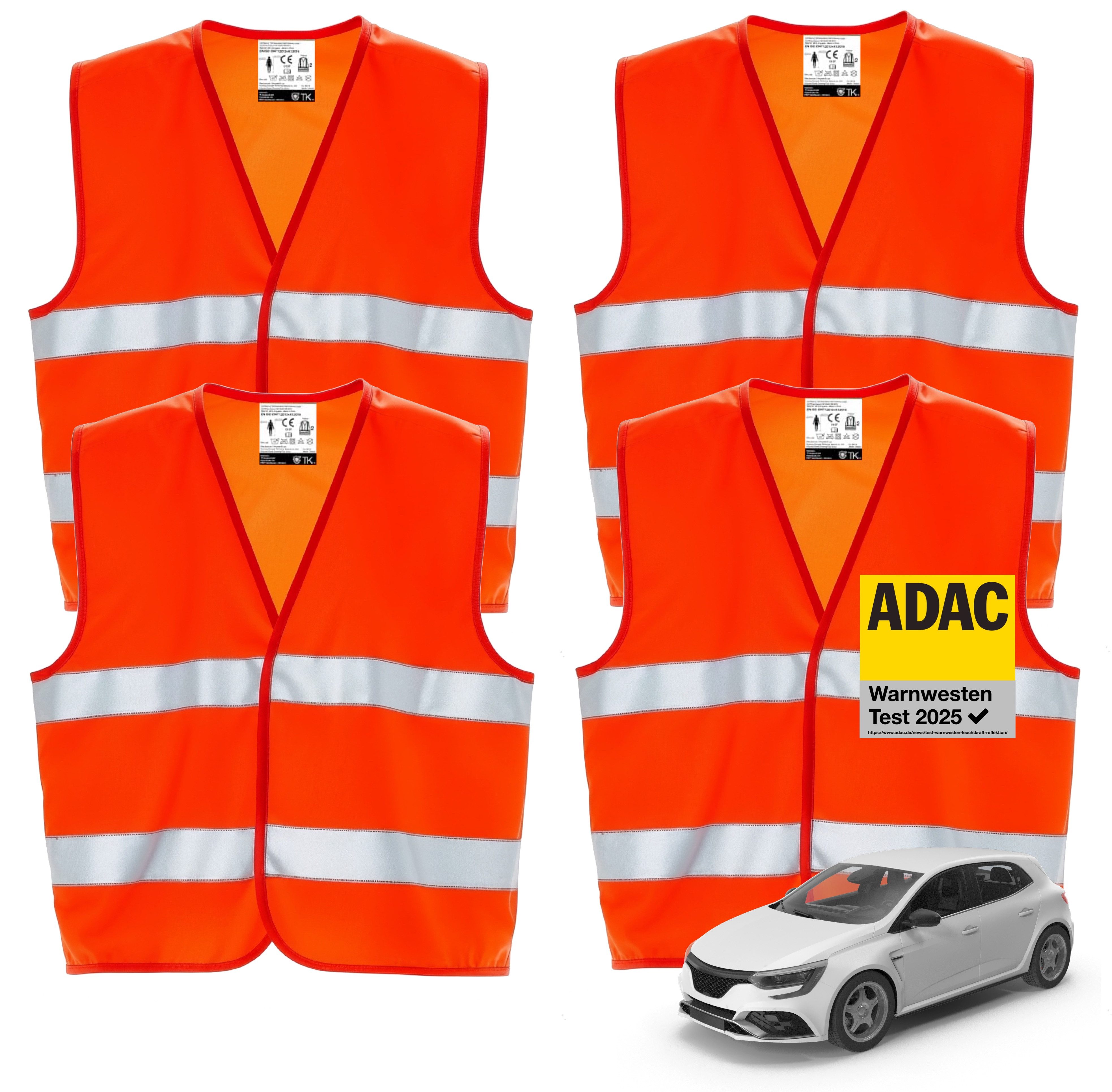 POWR Car Warnweste 4X Warnwesten Auto 2026: Sicherheitsweste ISO20471 (4er günstig online kaufen