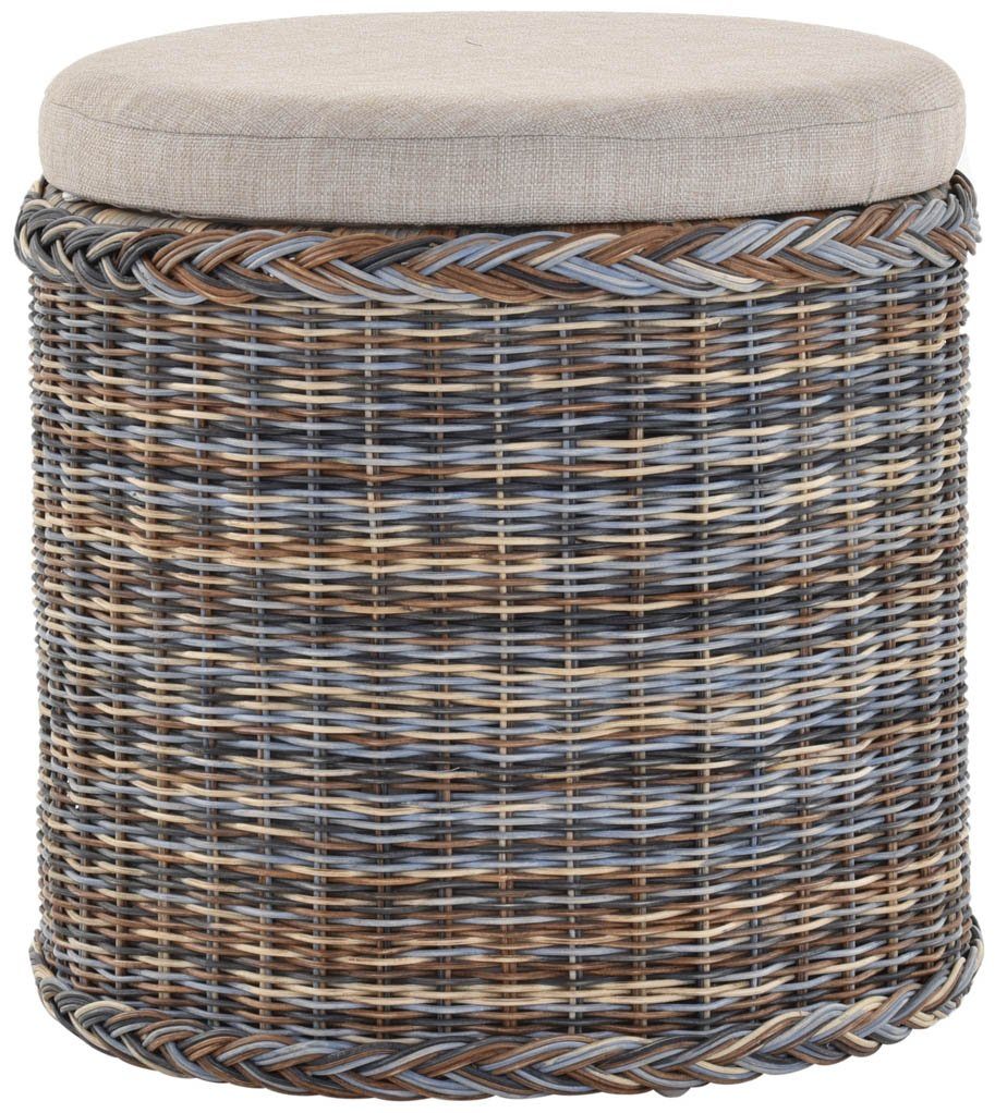 Krines Home Wäschekorb Rattan Sitzhocker mit Stauraum Rund Badhocker Sitz g günstig online kaufen