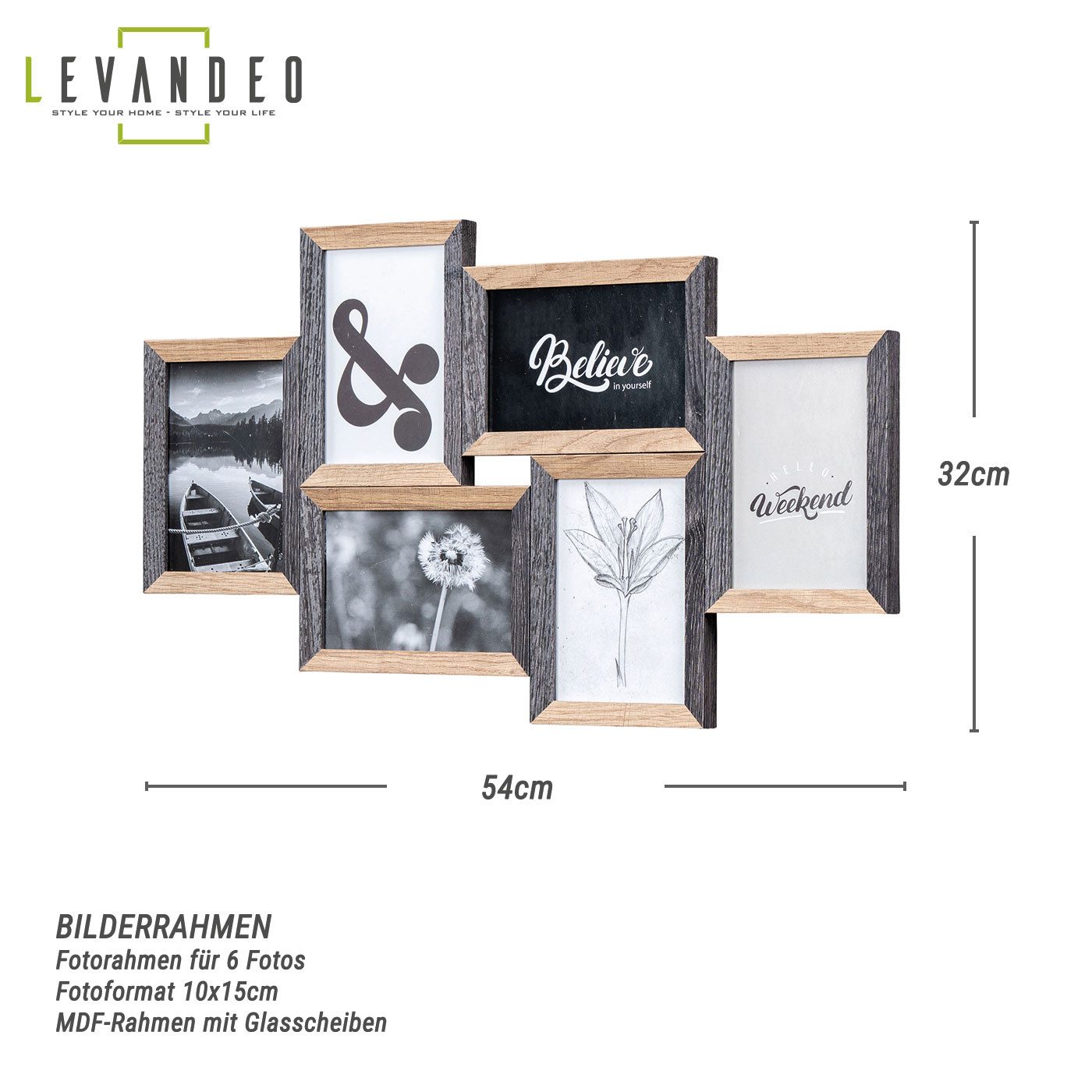 Levandeo® Bilderrahmen Collage, Bilderrahmen 6 Fotos günstig online kaufen