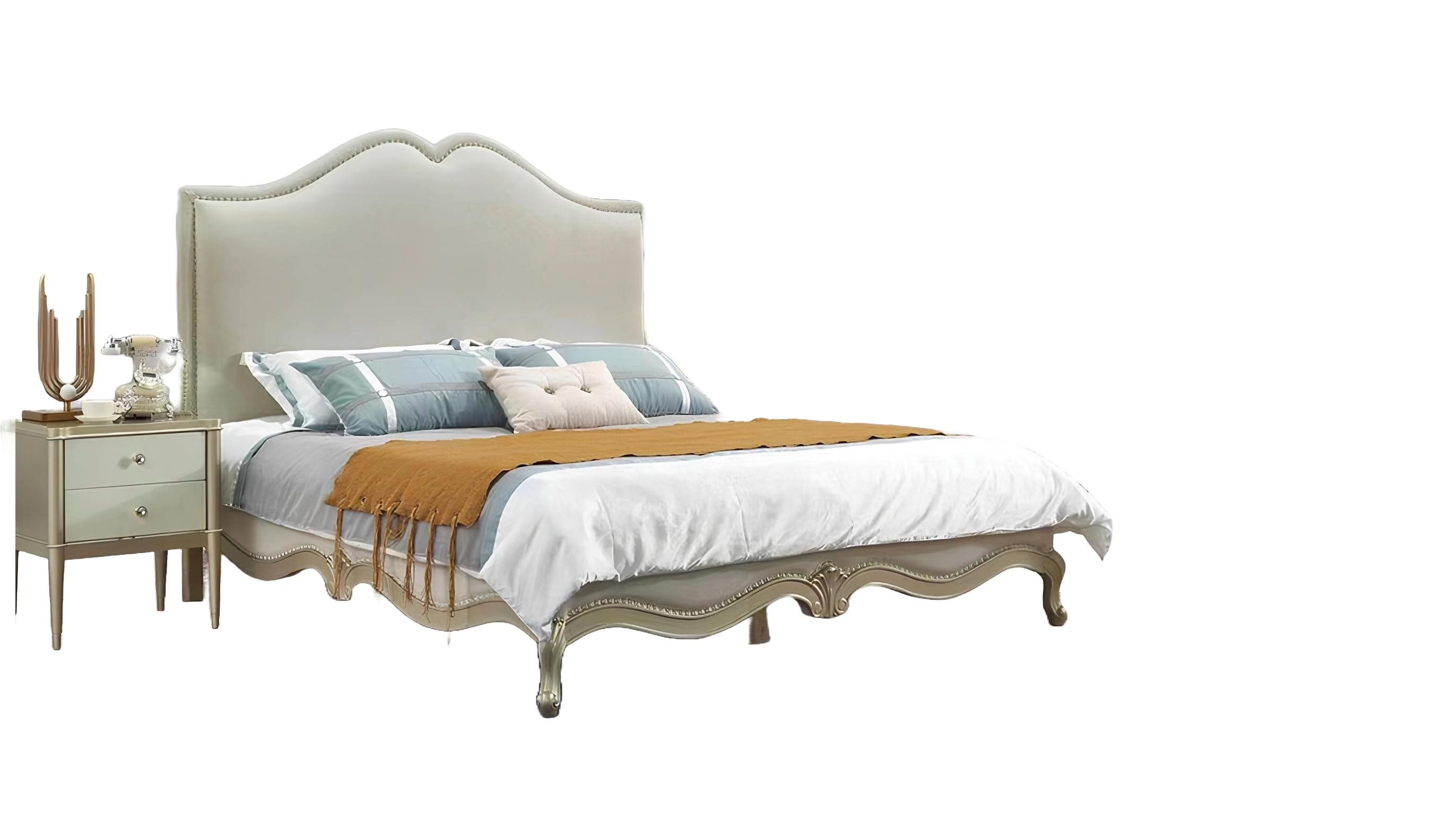 Xlmoebel Schlafzimmer-Set Elegantes Barock-Rokoko Schlafzimmermöbel mit aufwendigen Verzierungen, (3-tlg., Bett + 2x Nachttische), Hergestellt in Europa