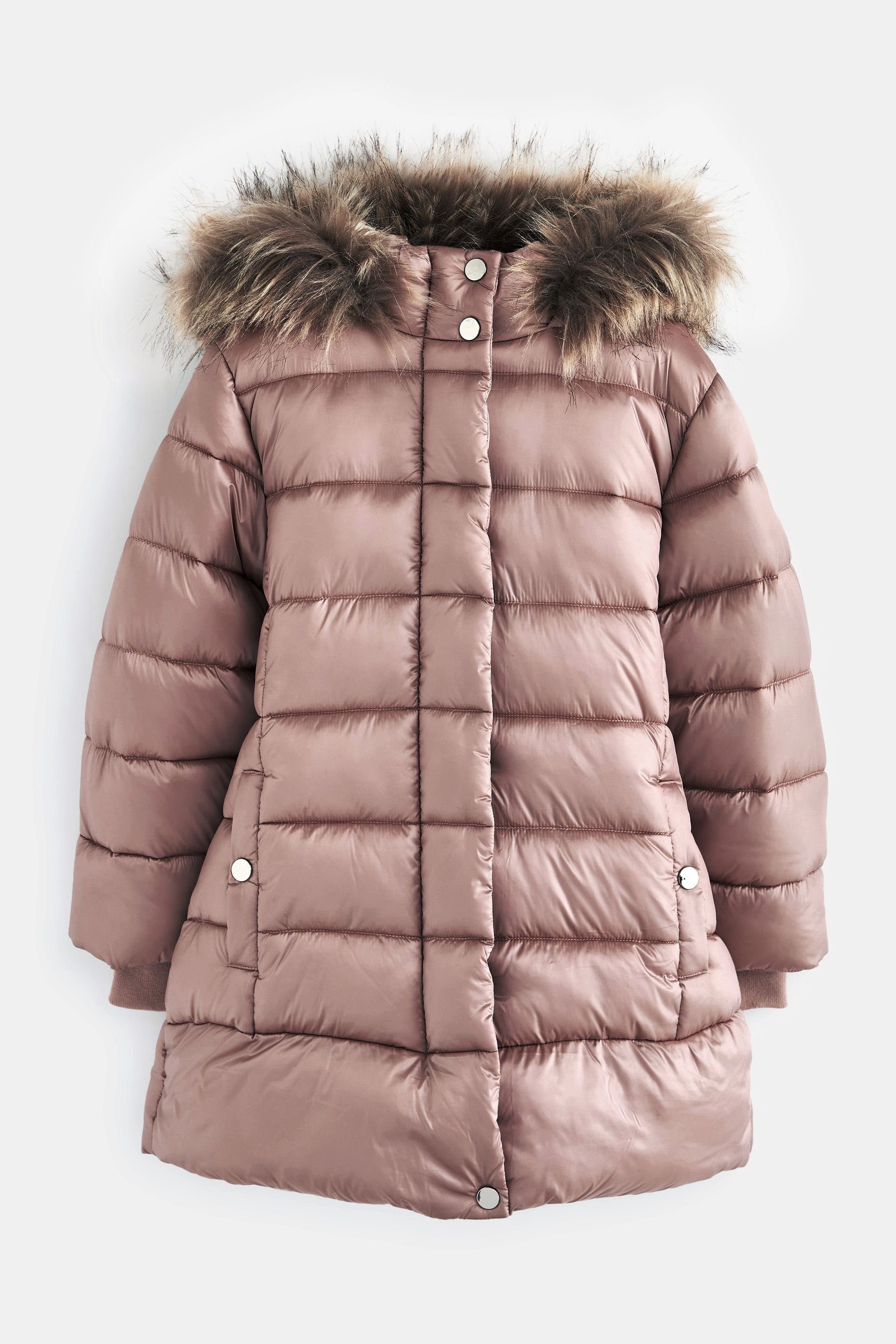 Next Steppmantel Wasserabweisende Steppjacke mit Pink Kunstfell (1-tlg) Toffee