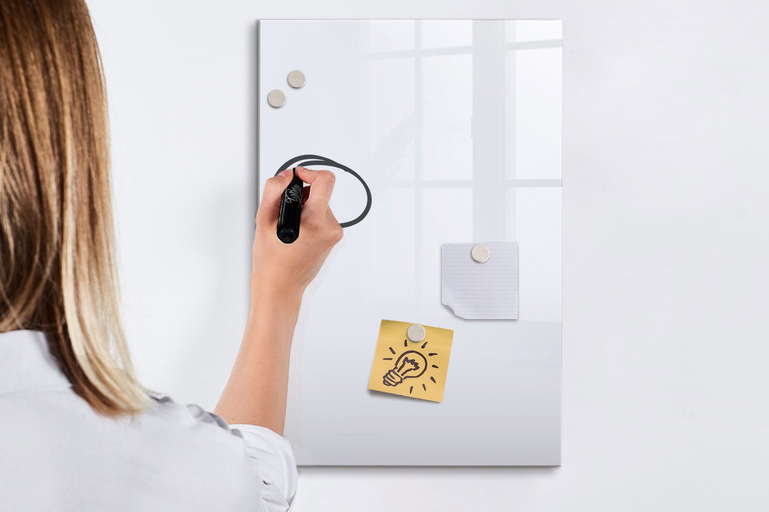 Tulup Magnettafel Memoboard aus Glas Notiztafel mit 5 Magneten, Marker und Schwamm – Bild 5 von 5