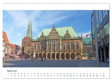CALVENDO Wandkalender Moin aus Bremen. Herzlich willkommen in unserem Dorf mit Straßenbahn (Premium, hochwertiger DIN A2 Wandkalender 2023, Kunstdruck in Hochglanz)