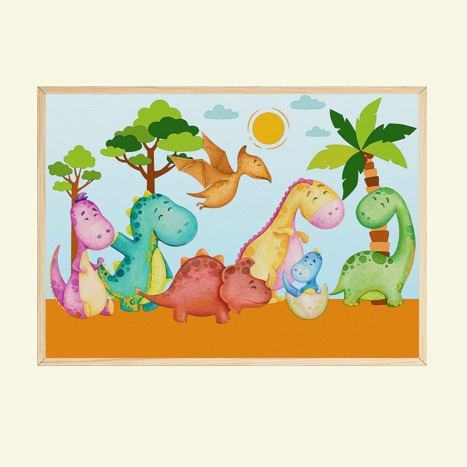 Tigerlino Poster Dino Bild Kinderzimmer Dinosaurier Wandbild Babyzimmer Dekoration