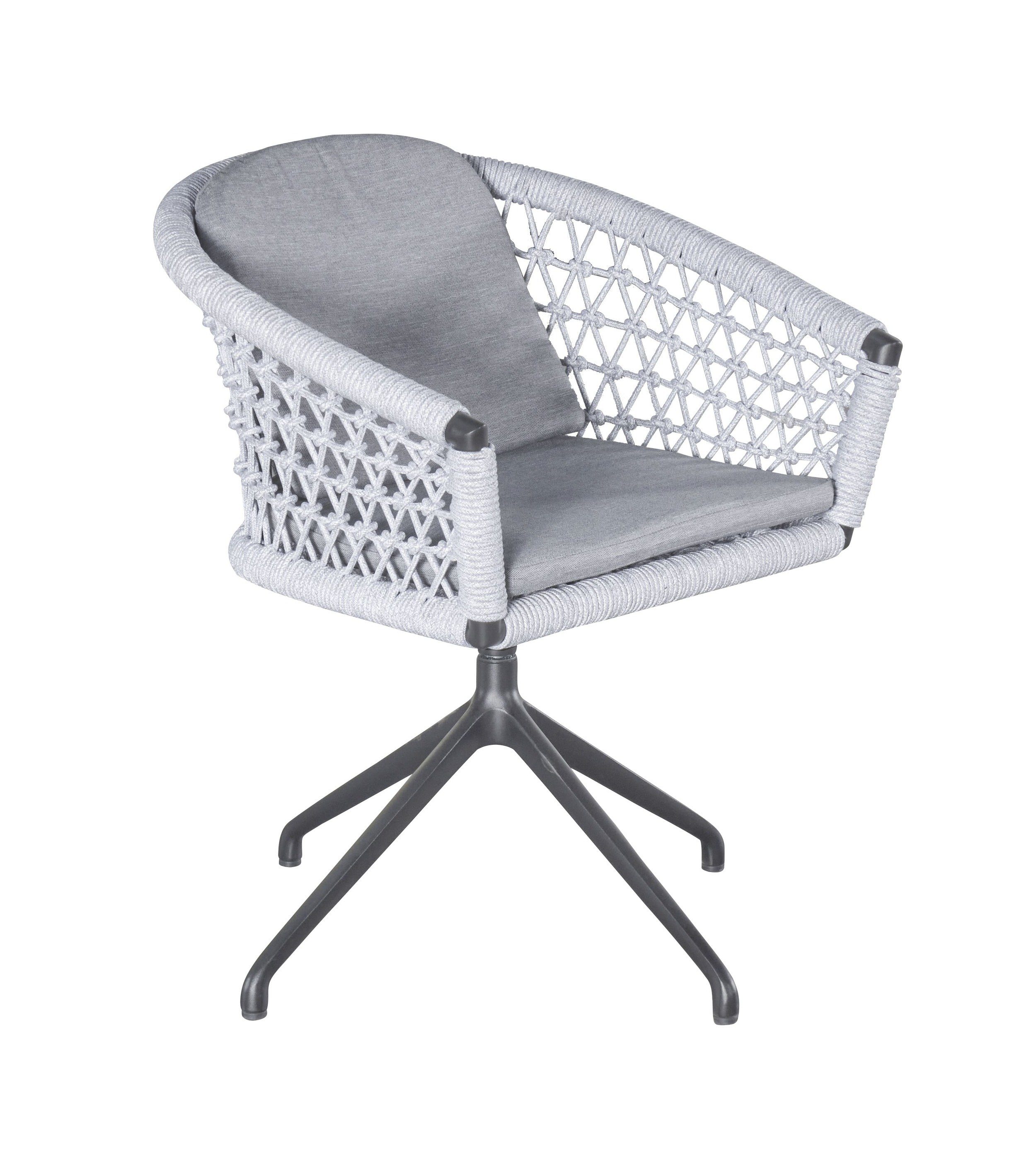 LC Garden Gartenstuhl Bari Drehstuhl drehbar Rope/Aluminium mit Sitz-und Rückenkissen (Set, 1 St), drehbar