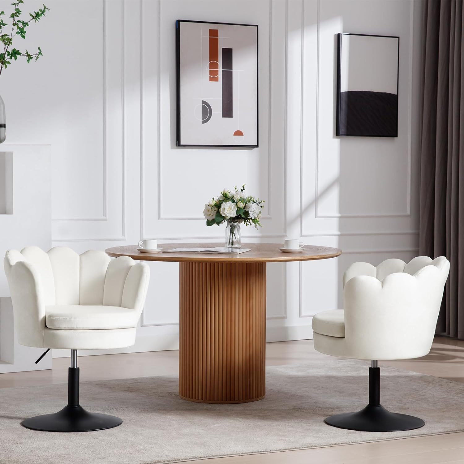 Woltu Polsterstuhl (1 St), Schminktisch Stuhl mit Lehne, Blumenform, 360° d günstig online kaufen