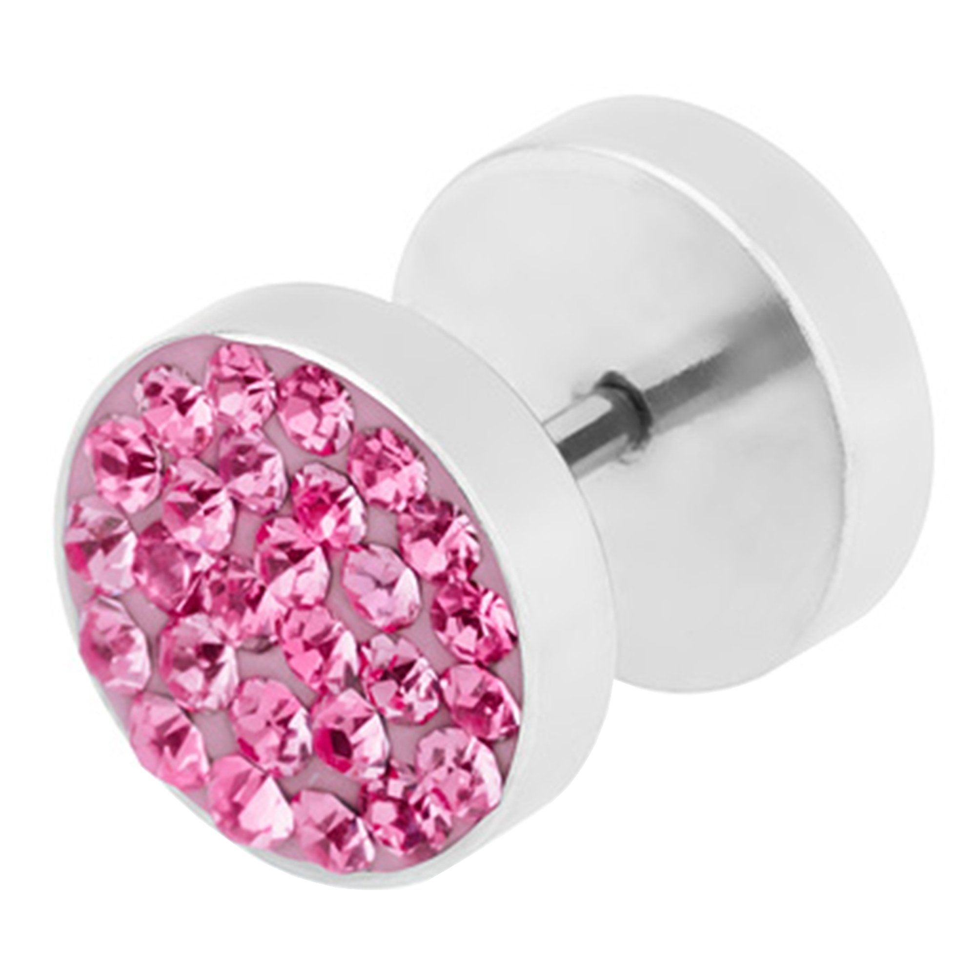 Taffstyle Piercing-Set Fake Runde Ohr Flesh Ohrring mit Tunnel Fake Platte Zirkonia, Strass Plug Kristall Pink Ohr Piercing Ohrpiercing