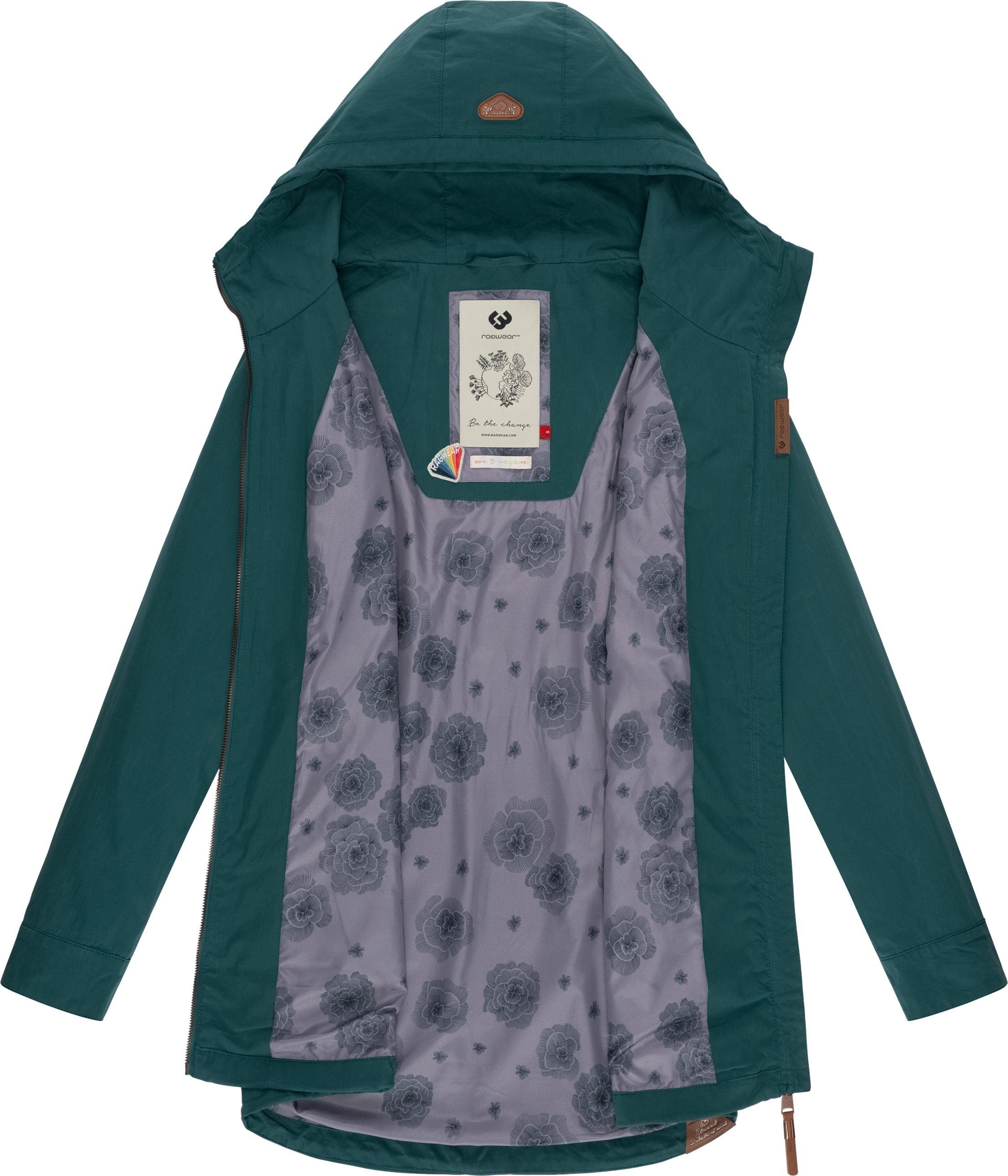 Übergangsparka schicker dunkelgrün Ragwear Details Mondda Damen tollen Outdoorjacke mit