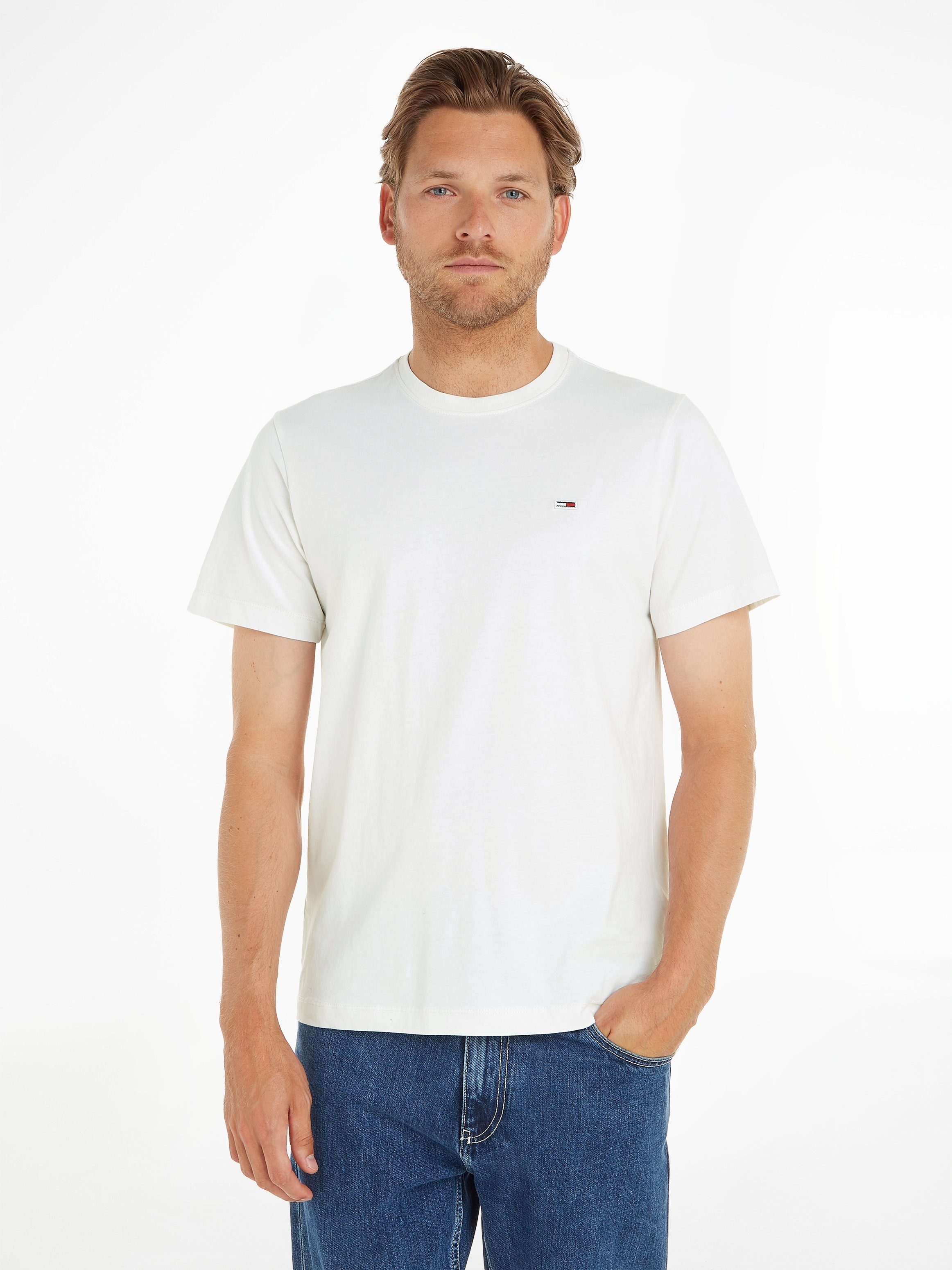 Tommy Jeans T-Shirt TJM CLASSIC JERSEY C NECK mit Logostickerei White