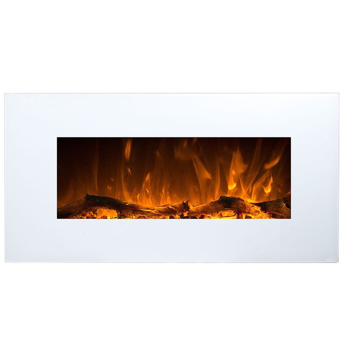 GARLIVO Elektrokamin Wall, mit Heizung, Wandkamin mit LED, Künstliches Feuer mit zuschaltbarem Heizlüfter: 750/1500 W, Fernbedienung, 84 cm, Weiß