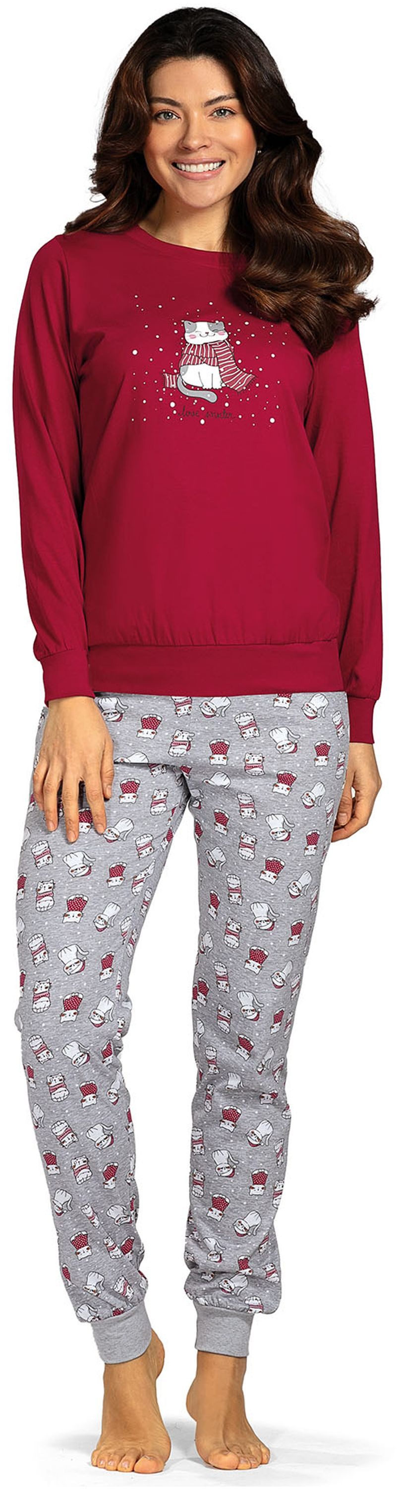 comtessa Schlafanzug Lovely Dreams (Set, 2 tlg., 2-teilig) Damen Pyjama lang Baumwolle Langarm Bündchen große Größen