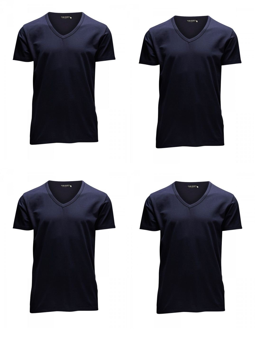 (12059219) V-Neck Blue Jack (4-tlg) T-Shirt T-Shirt mit Mustang Jones Stretch Pack - Herren 4er & Navy