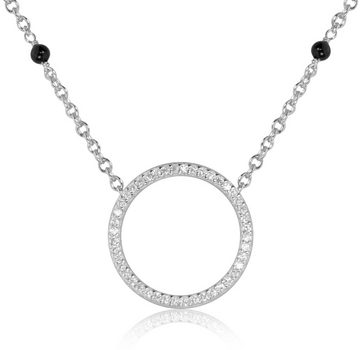 LUISIA® Kette mit Anhänger "Ring mit schwarzen Achat Perlen" 67044, 925 Silber (50 cm Länge)
