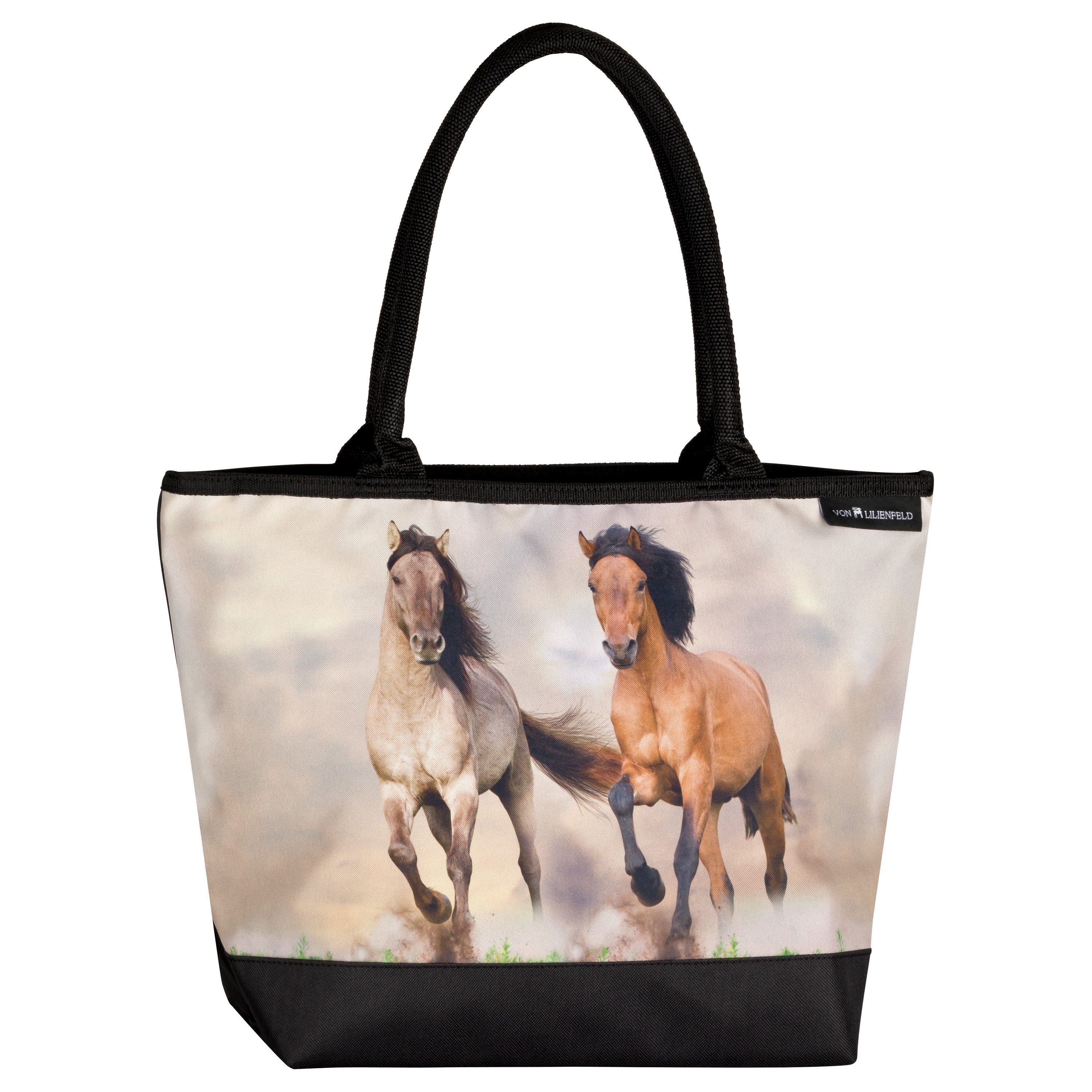 von Lilienfeld Handtasche Shopper mit Motiv Pferd / Mustang / Wildpferde, Tiermotiv auf der Vorderseite