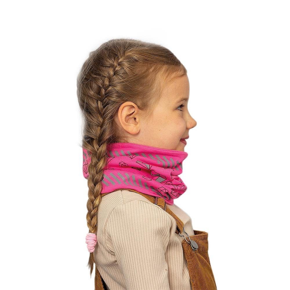 Roth Halstuch Jersey Schlauchschal Diamant, Pink, 50-54 cm, reflektierend, für Kinder 5-8 Jahre