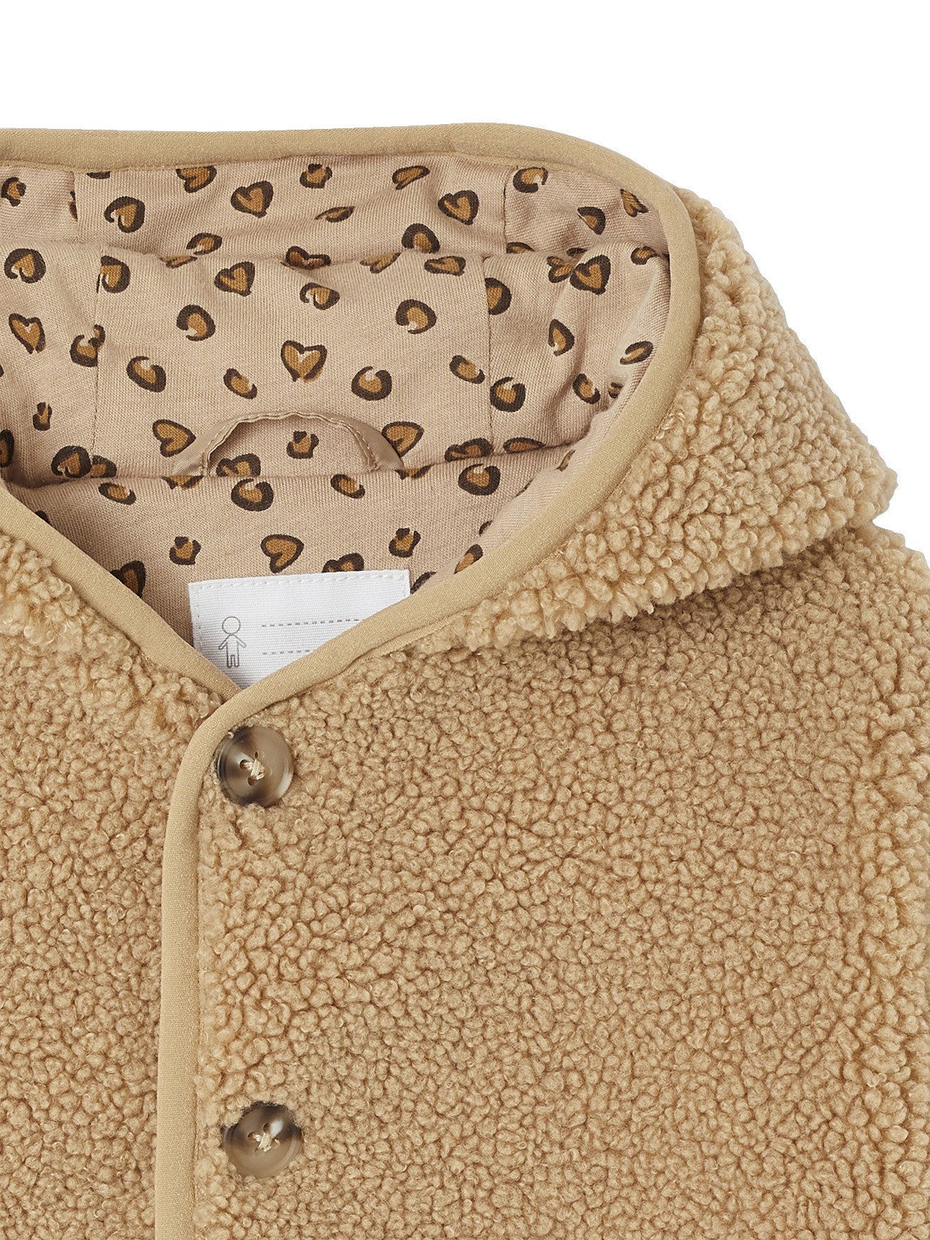 vertbaudet Dufflecoat Baby Jacke aus Teddyfleece mit Leo-Futter – Bild 4 von 5