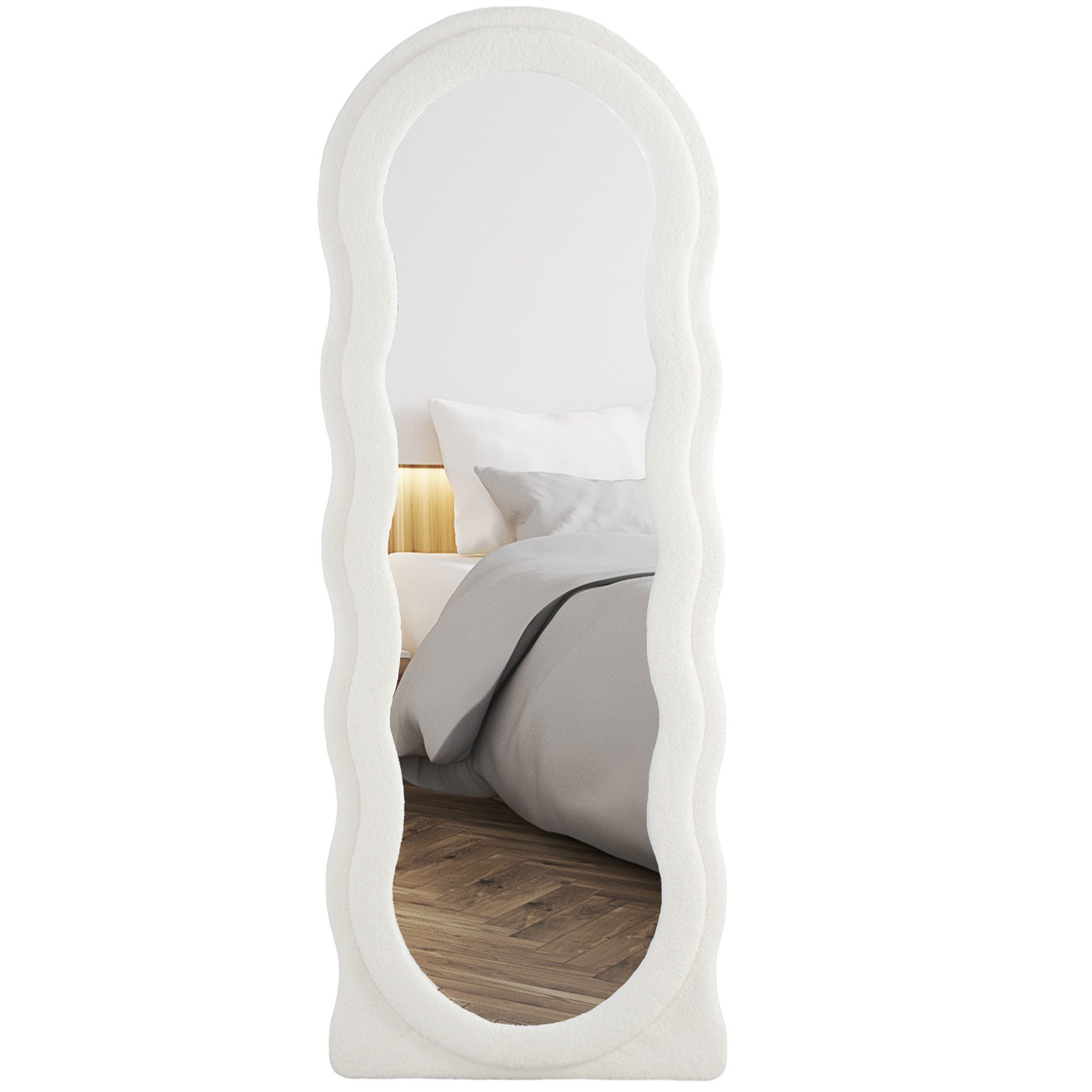 HOMCOM Standspiegel mit Wellendesign, Bruchsichere Glas günstig online kaufen