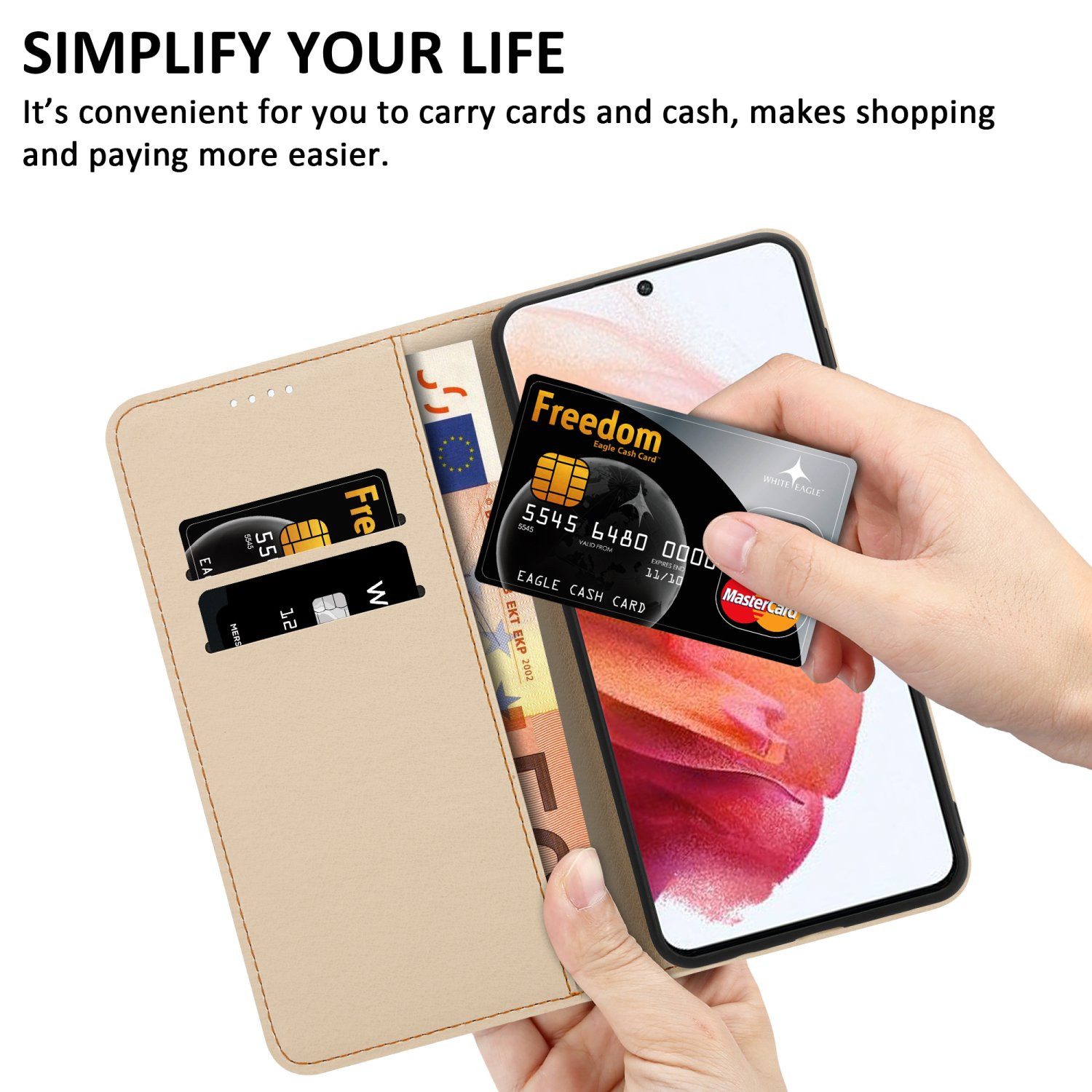Cadorabo Handyhülle für Samsung Galaxy S21 PLUS Hülle Samsung Galaxy S21 PLUS, Handy Schutzhülle - Hülle, Standfunktion, Kartenfach, Magnetverschluss
