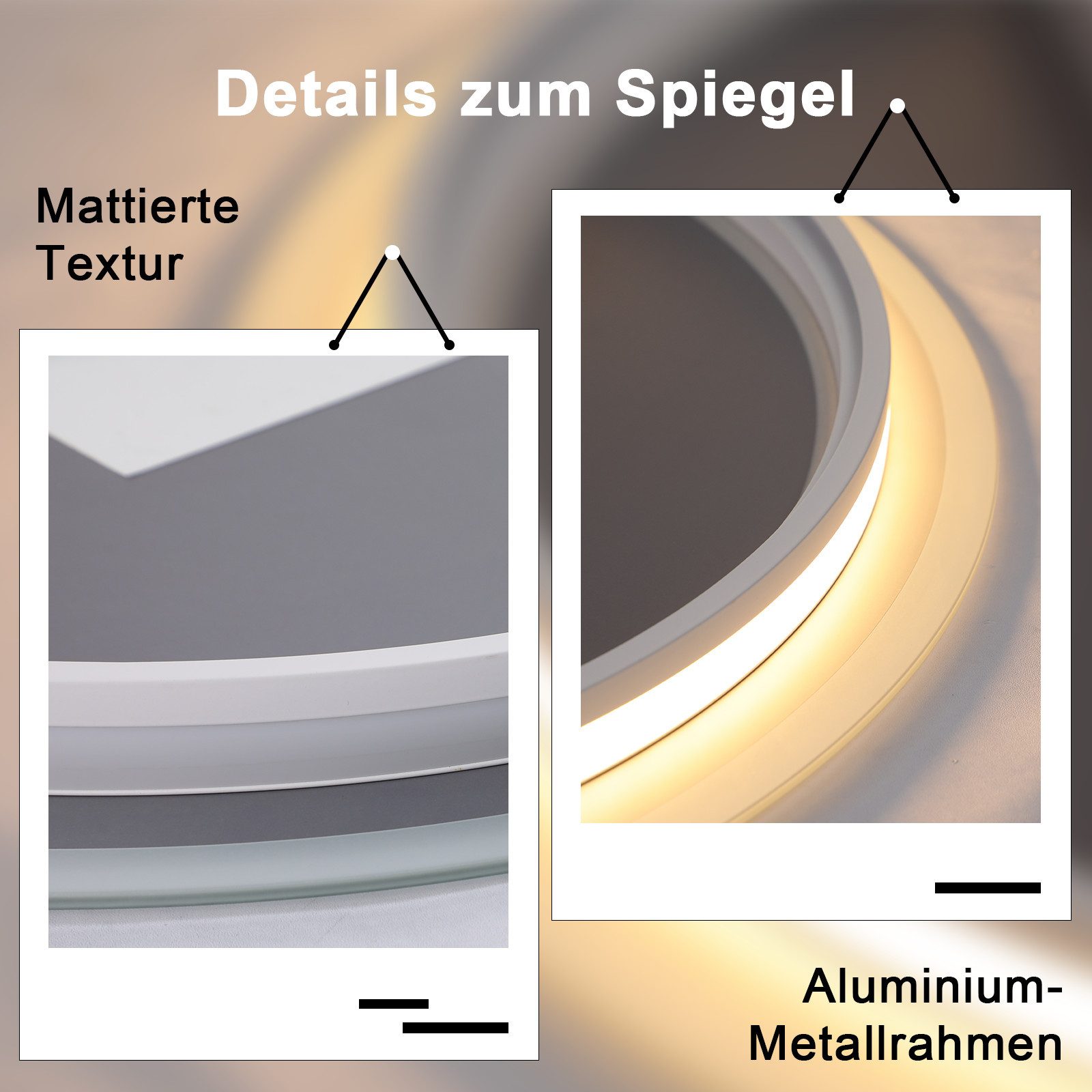 ZMH Badspiegel mit Beleuchtung Modern Badezimmerspiegel günstig online kaufen