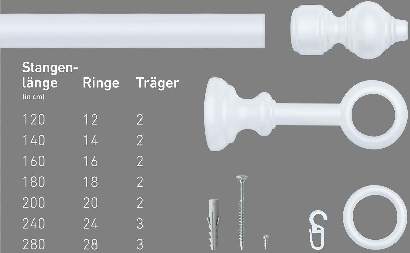 Good Life Vorhangstange Trend, Ø 28 mm, 1-läufig, Fixmaß, verschraubt, Kunststoff, Metall