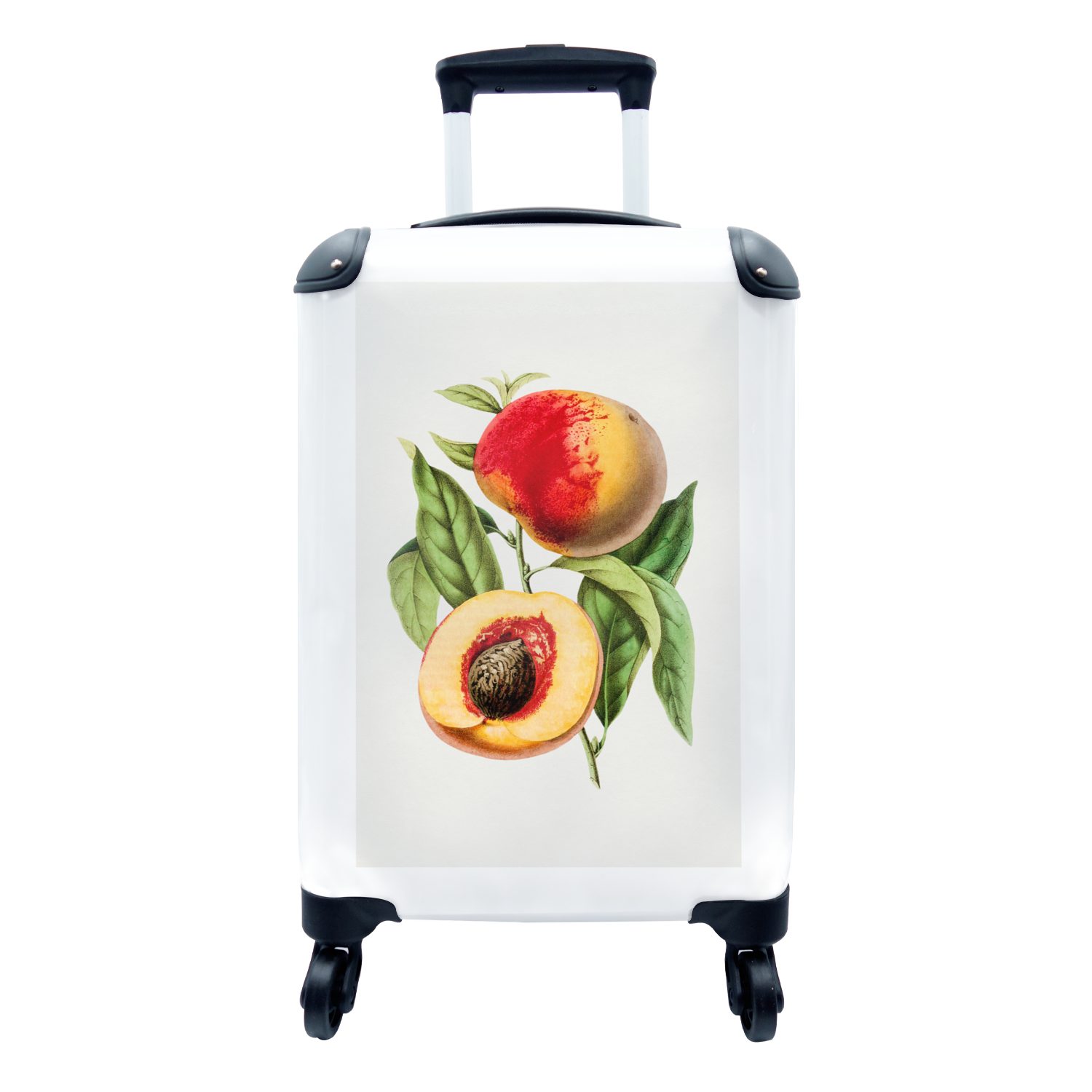MuchoWow Handgepäckkoffer Lebensmittel - Pfirsich - Obst, 4 Rollen, Reisetasche mit rollen, Handgepäck für Ferien, Trolley, Reisekoffer