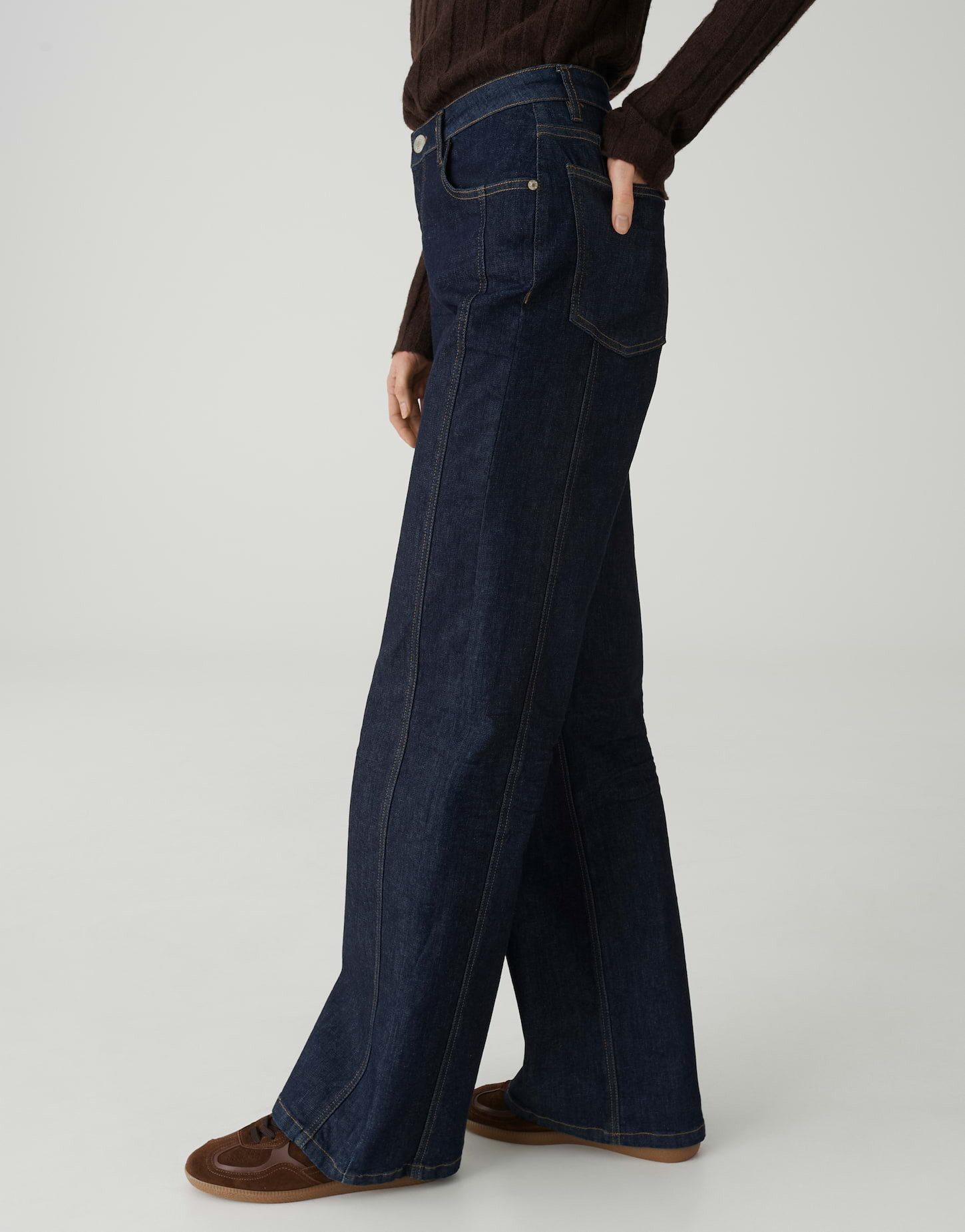 OPUS Weite Jeans MIVA aus BCI Cotton Mix Mid Rise Weiter gerader Beinverlauf, 5-Pocket-Design, verdeckter Zip-Fly
