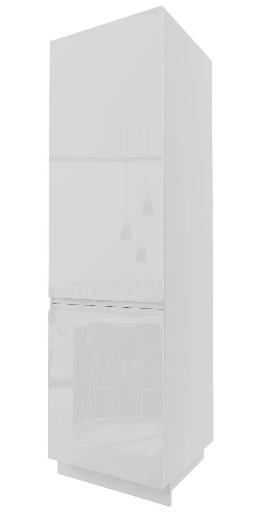 Feldmann-Wohnen Kühlumbauschrank Florence (2-türig, 1-St., moderne Hochglanz-Optik, Griffmulden) 60x59x207cm Farbe wählbar