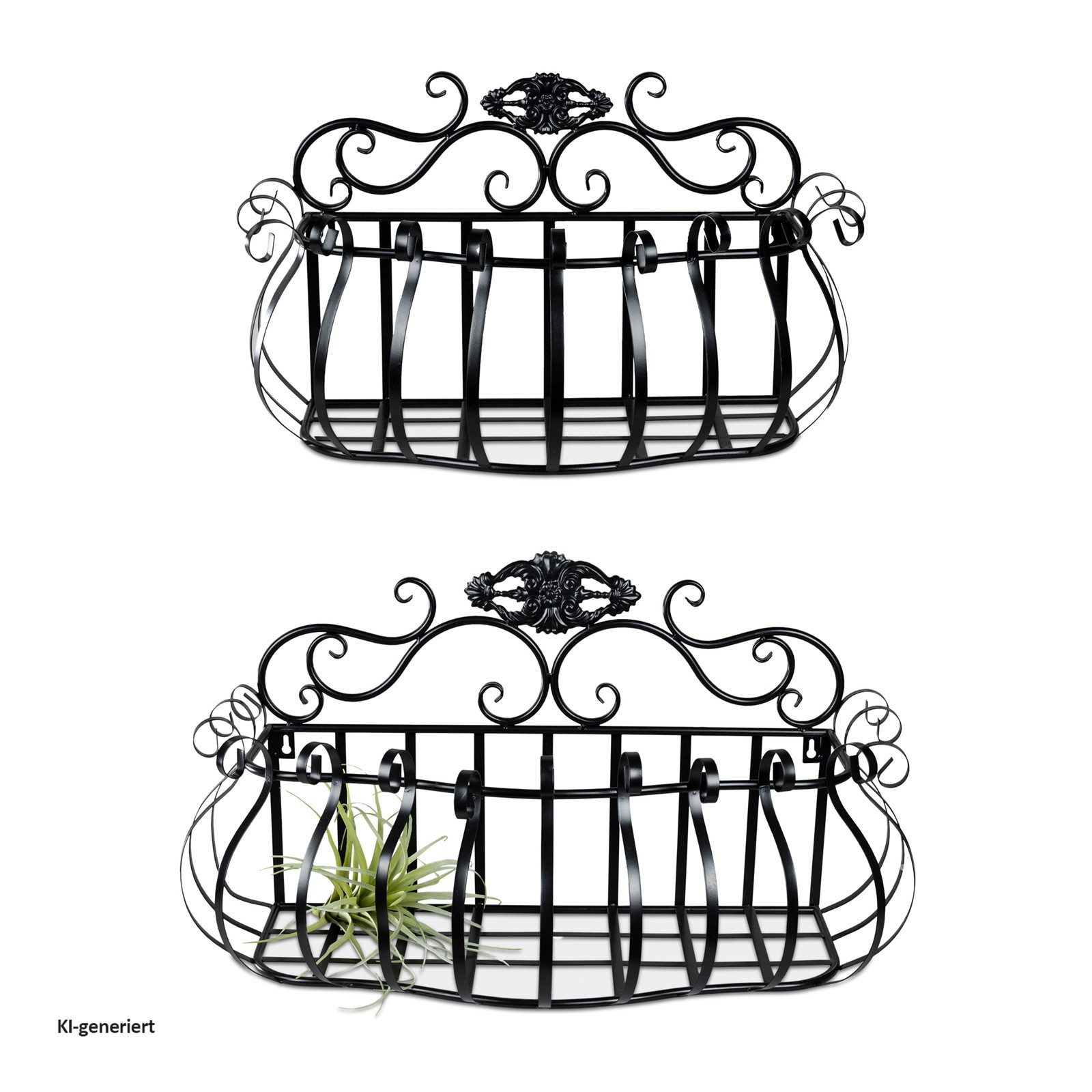 formano Wanddekoobjekt Wandkörbe 2er-Set aus Metall Schwarz (Set, 2 St., 2x Wandkorb, ohne Dekoration), Dekokorb Pflanzenständer Wandregal