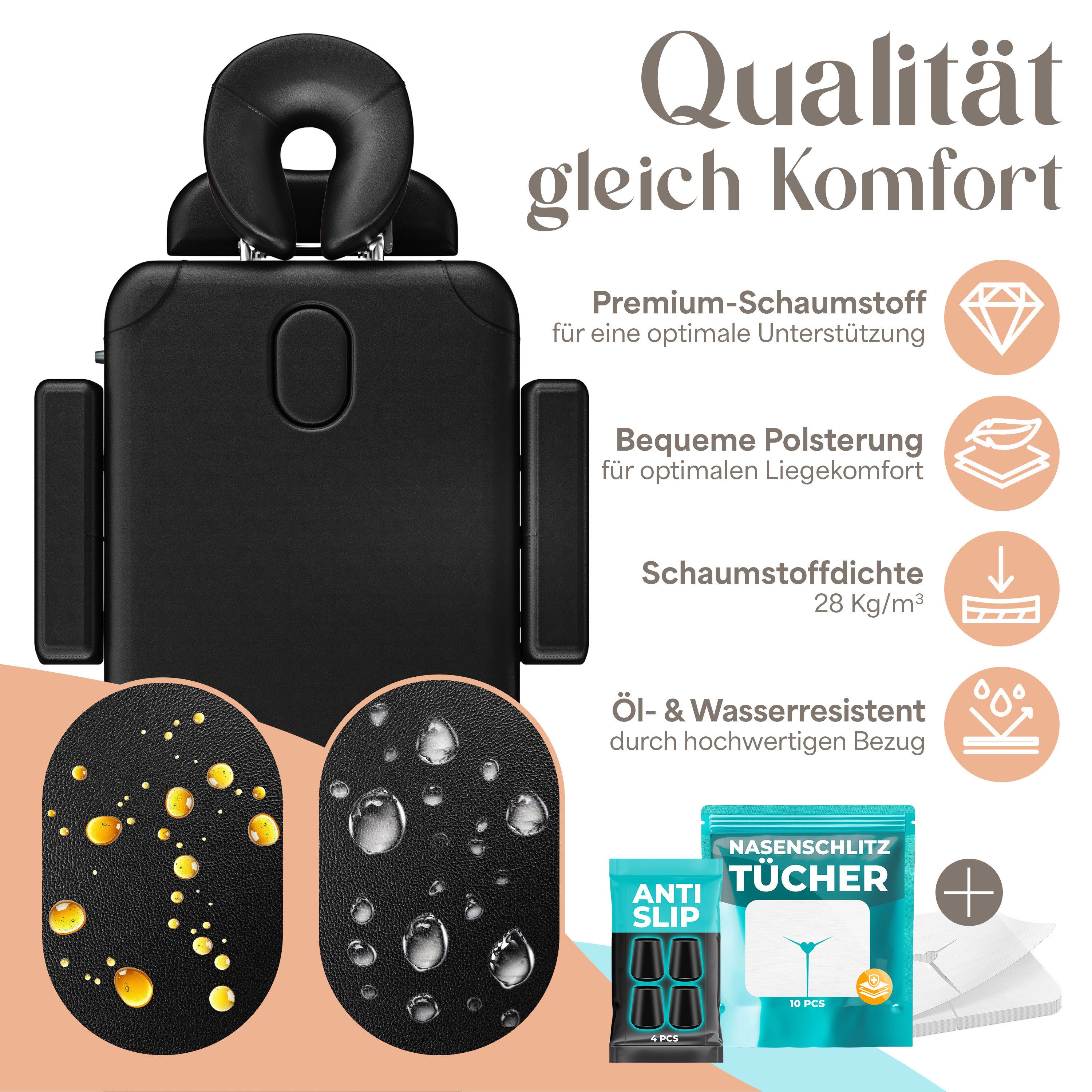 KESSER Massageliege, 3 Zonen Kosmetikliege klappbar & höhenverstellbar mobile Massagebett