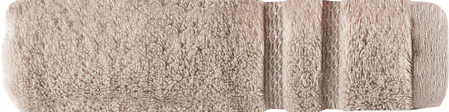 extrem Micro Baumwolle Streifenbordüre, (1-St), Touch, Walkfrottee flauschig, 100% Handtuch Egeria creme saugfähig &