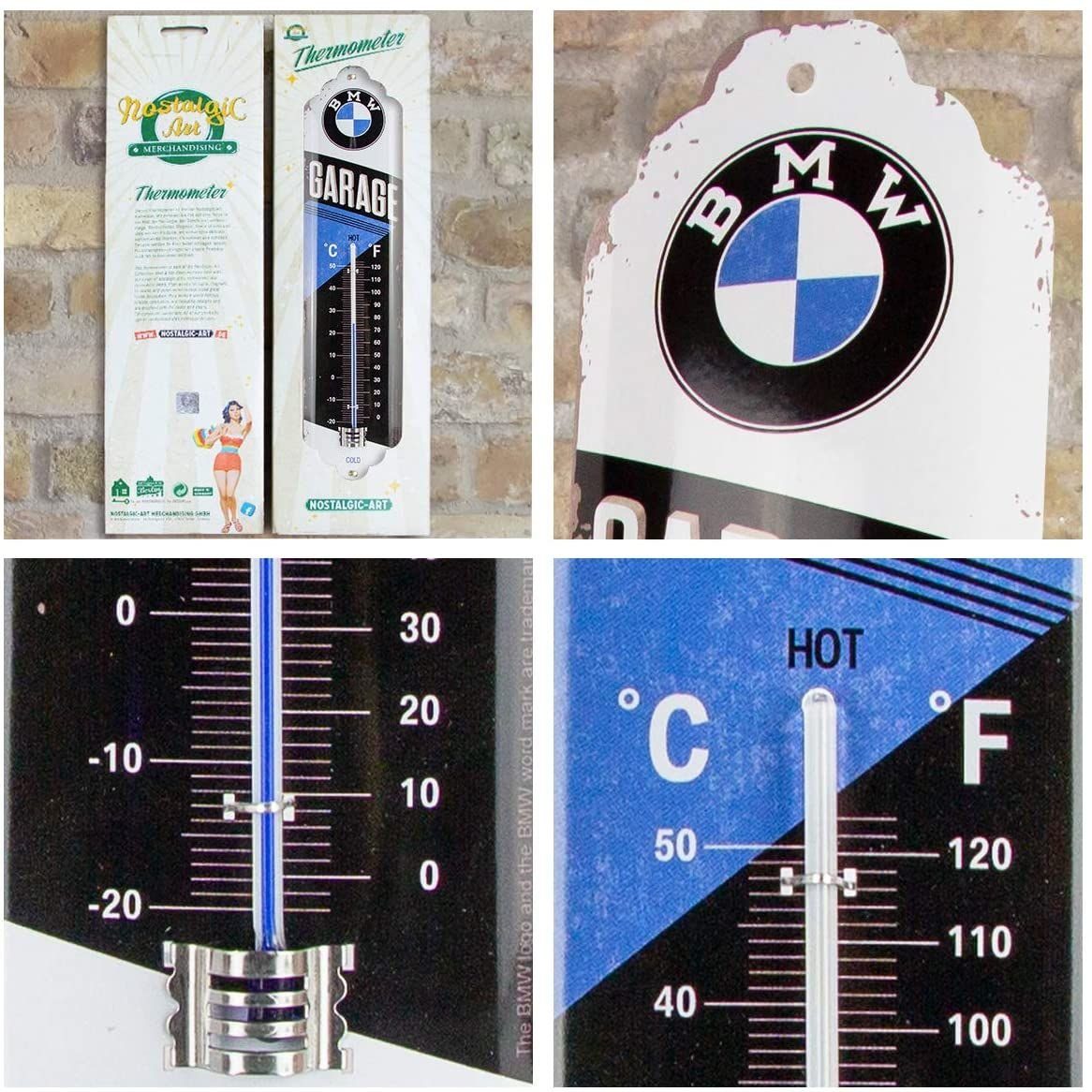 Nostalgic-Art Raumthermometer Retro Metall-Thermometer Innen Analog - BMW Garage