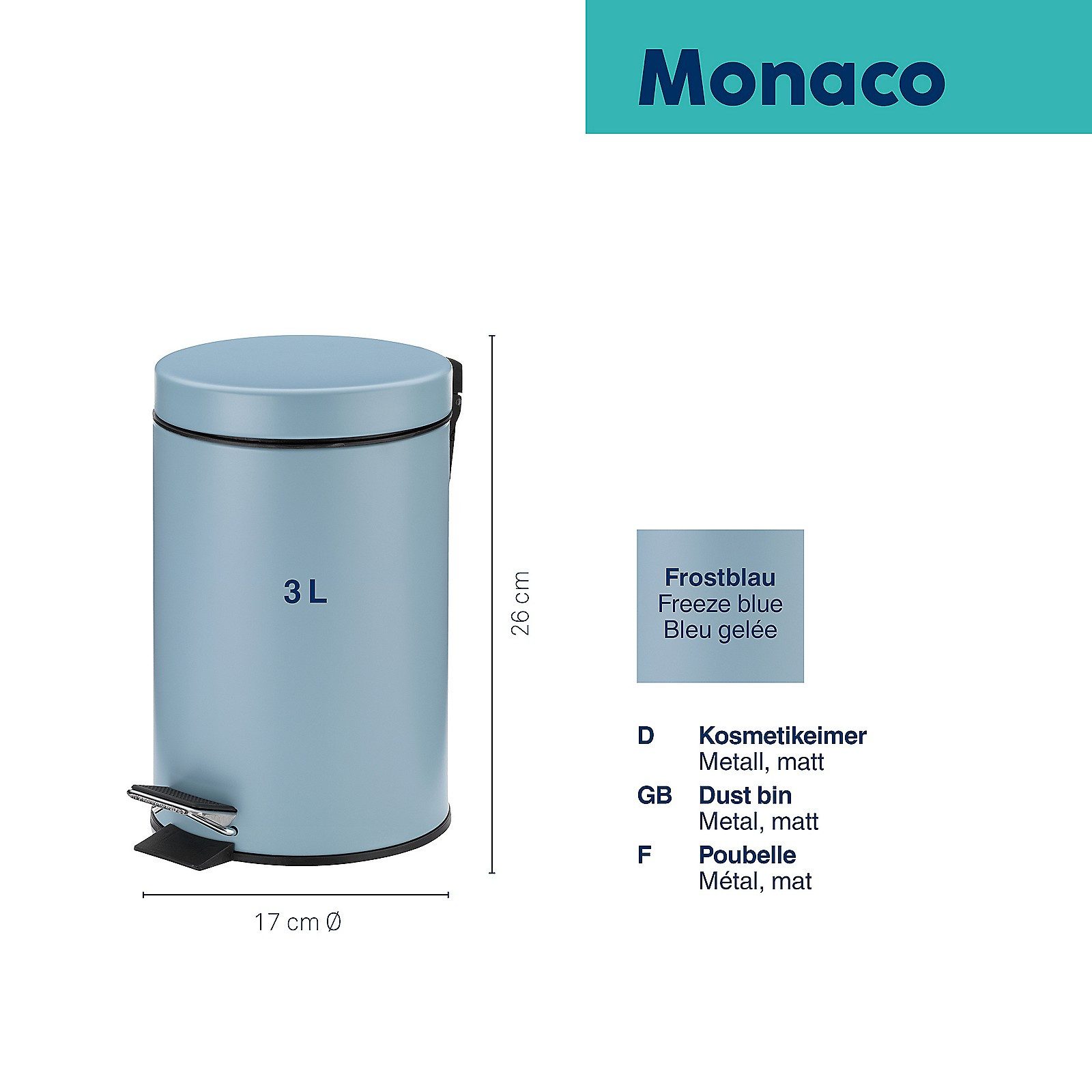 kela Kosmetikeimer Monaco, herausnehmbarer Inneneimer mit Tragegriff, 3 L